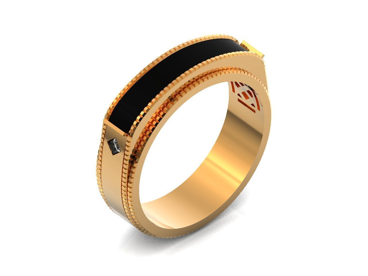 man wedding ring with enamel 1454 3D print model_28