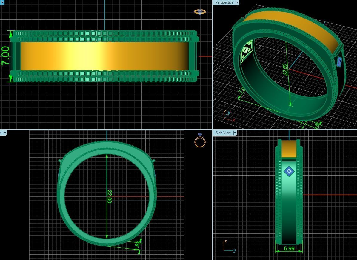 man wedding ring with enamel 1454 3D print model_4