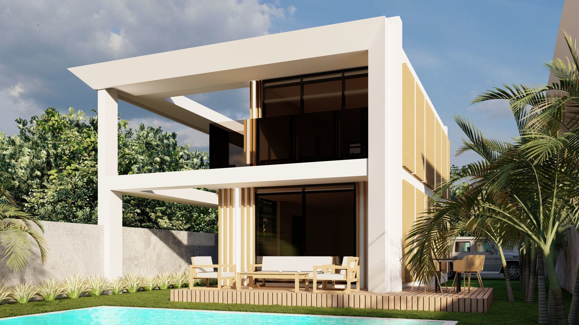 Modern Villas with Pool - High-Quality 3D Model 3D model_2