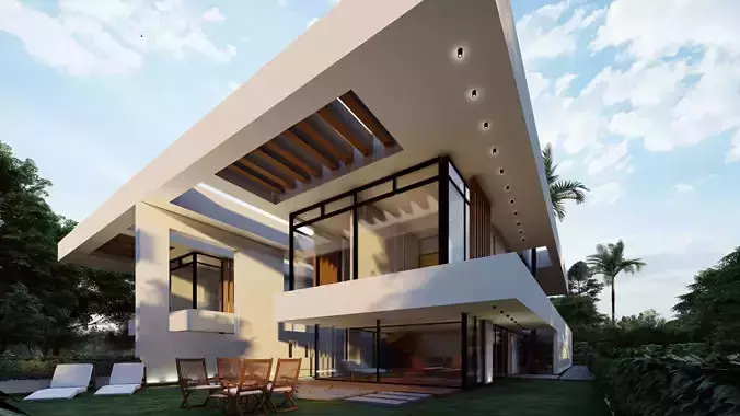 Luxury Modern Villa 3D Model for Architectural Visualizations 3D model