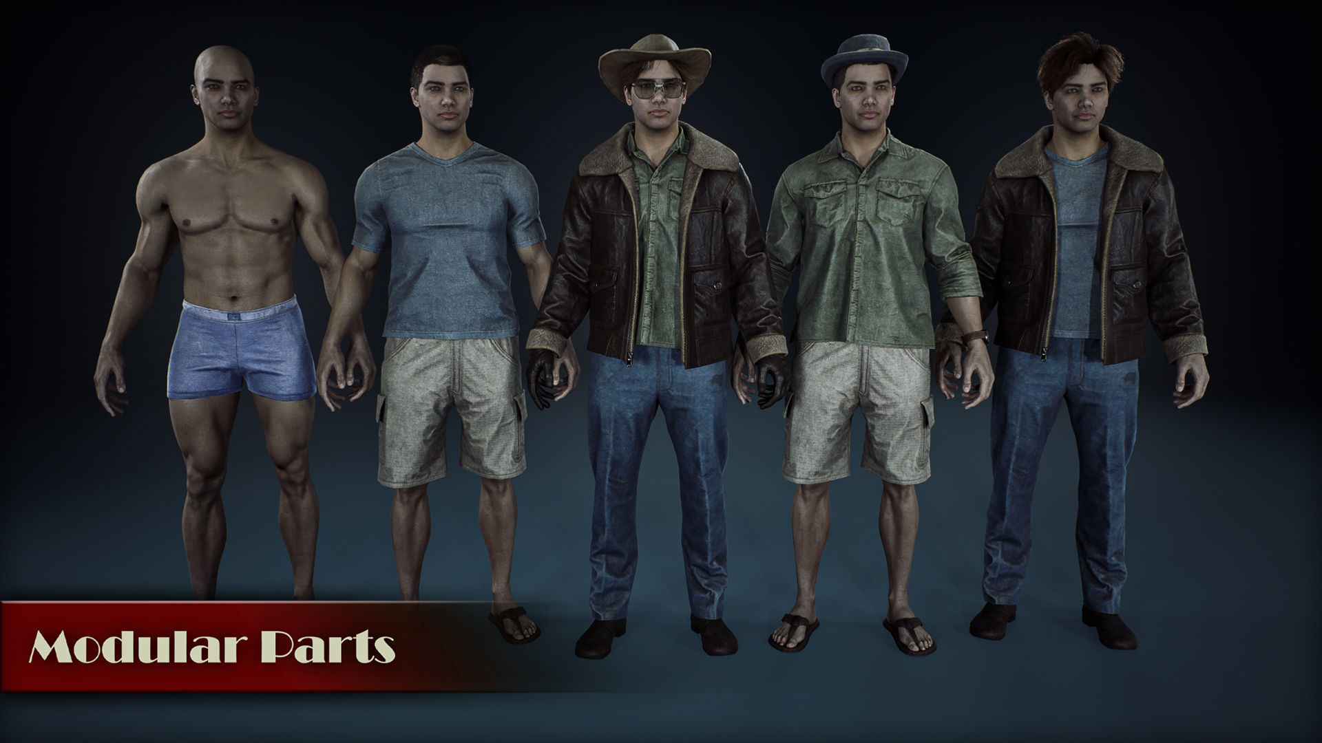 Male survivor pack Low-poly 3D model_32