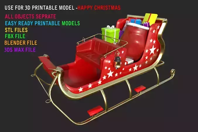 Santa Claus sleigh with 3d printable model 3D print model Santa Claus sleigh with 3d printable model 3D print model