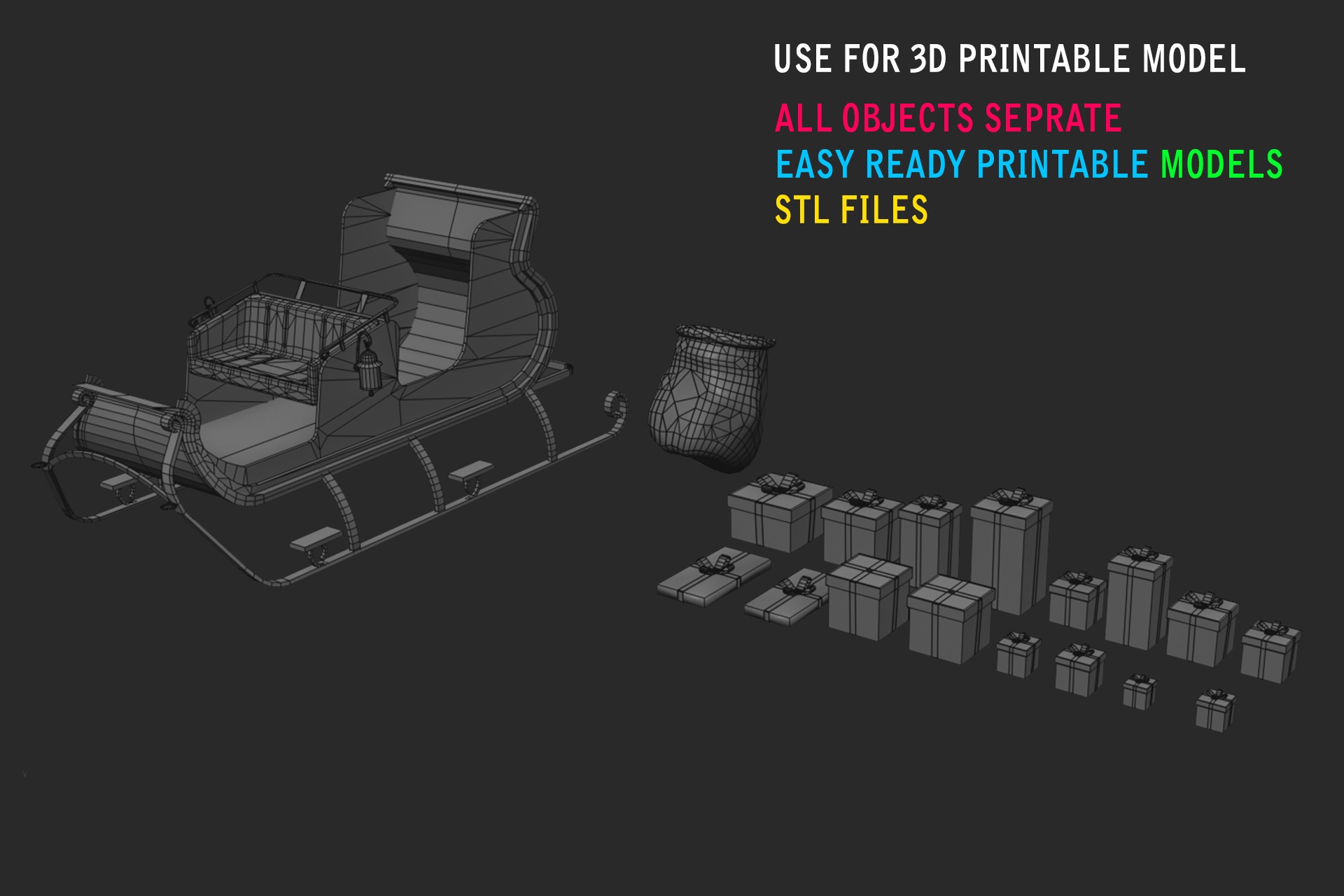 Santa Claus sleigh with 3d printable model 3D print model_8