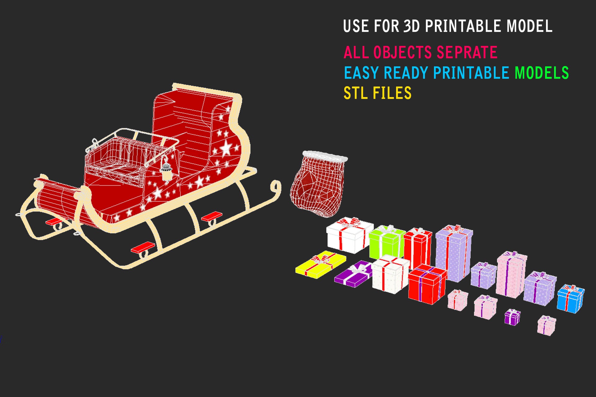 Santa Claus sleigh with 3d printable model 3D print model_5