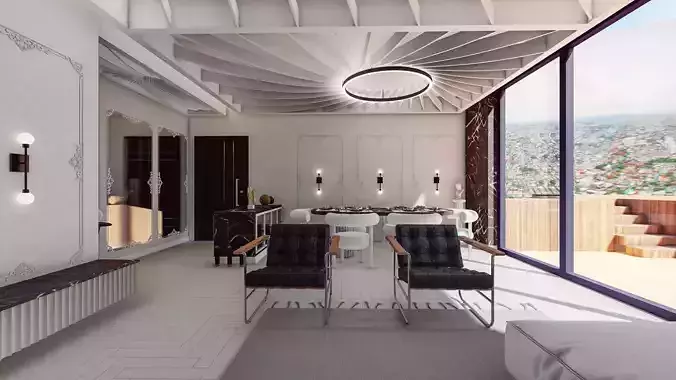 Modern and  Elegant Interior Design 3D Model