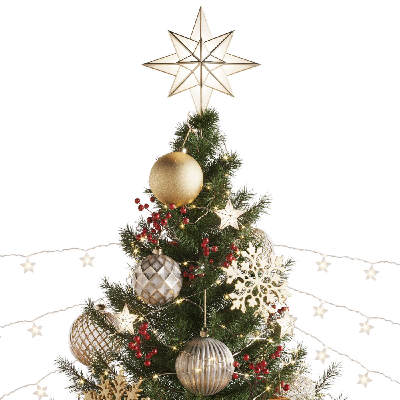 Christmas and New Year Decorations with Christmas tree  3D model_3