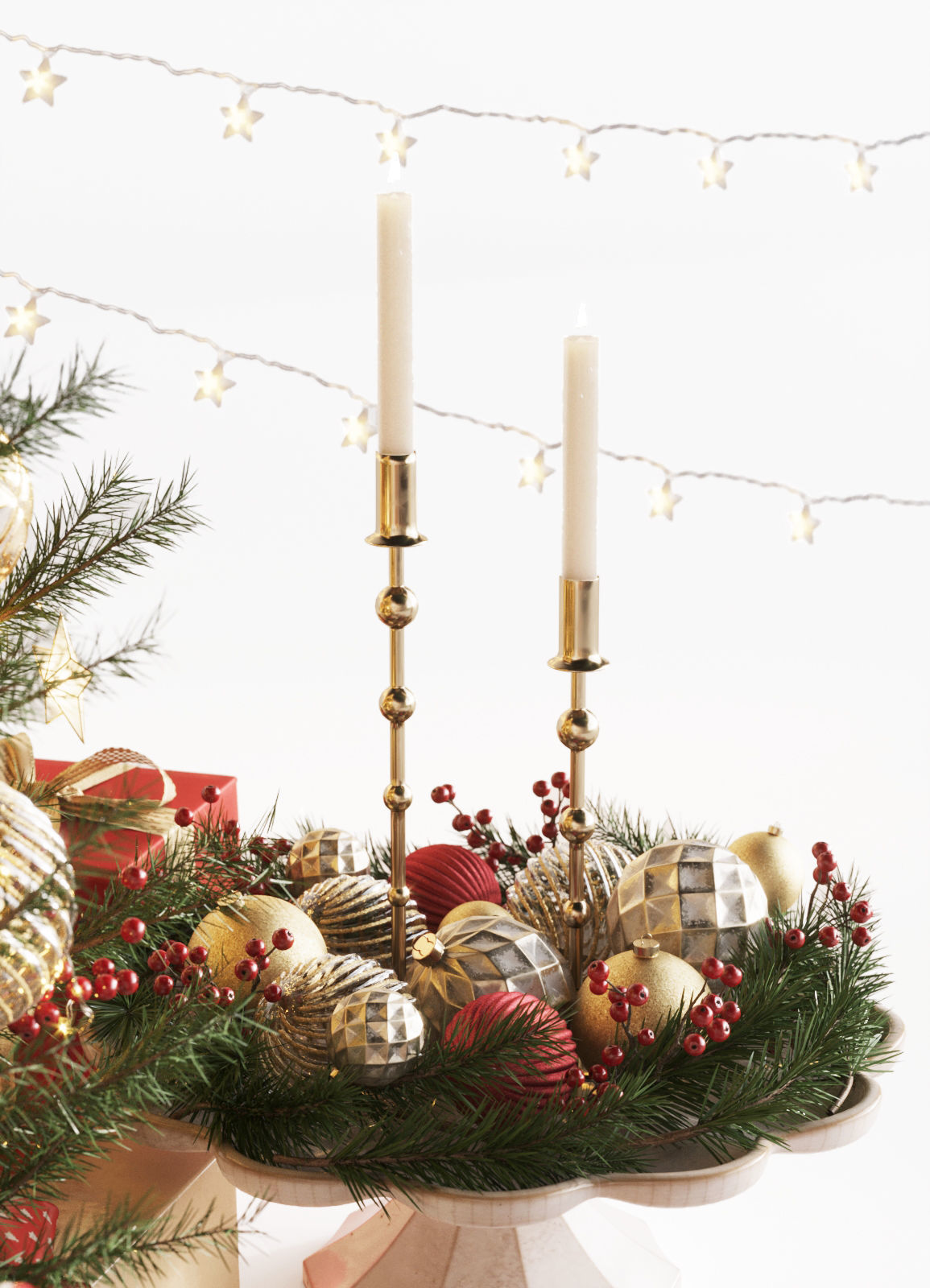 Christmas and New Year Decorations with Christmas tree  3D model_11