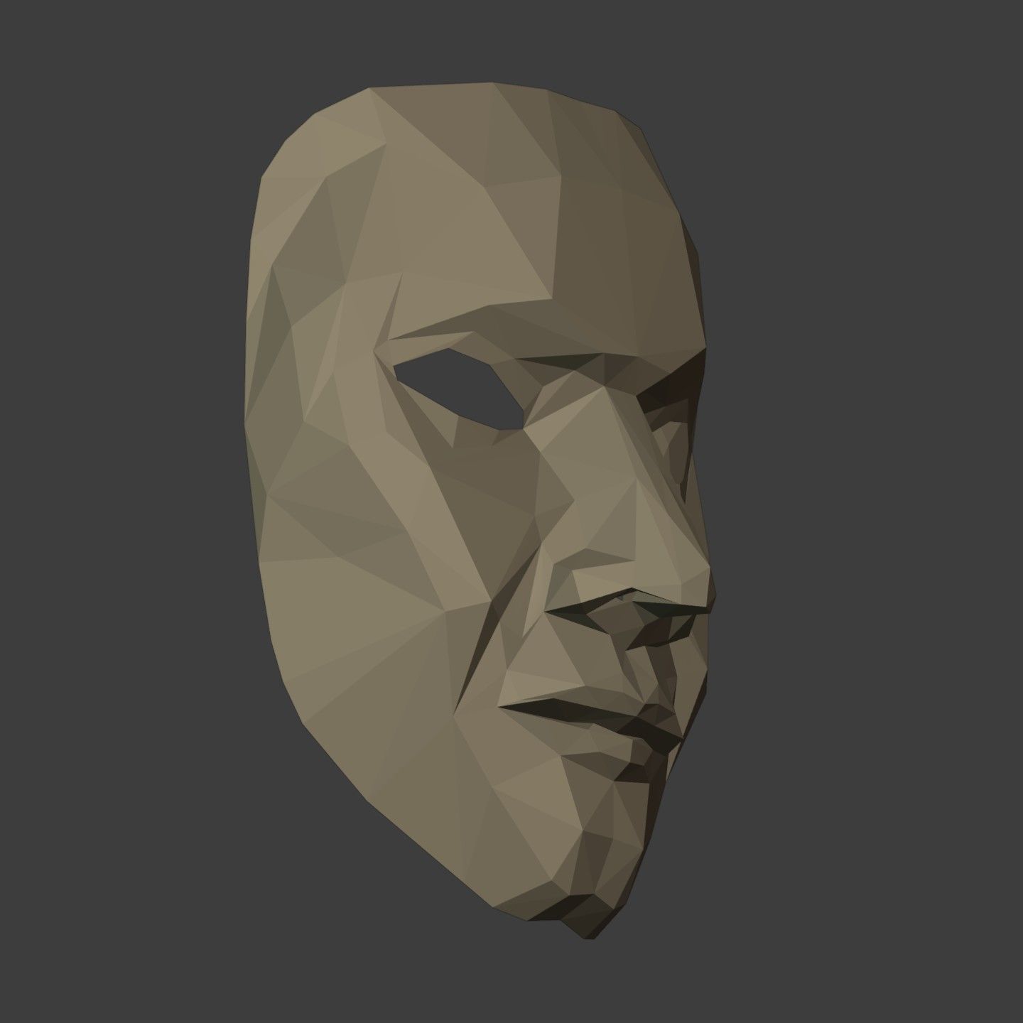 Low Poly - Polygonal Anonymous - Theater Mask  Low-poly 3D model_9