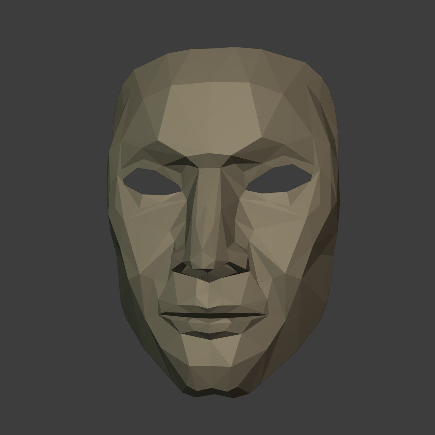 Low Poly - Polygonal Anonymous - Theater Mask  Low-poly 3D model_1