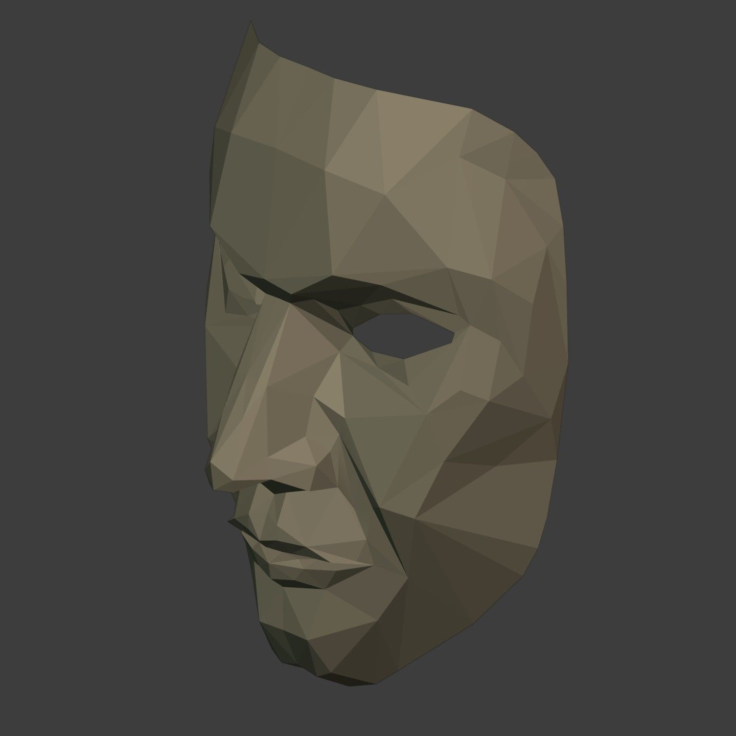 Low Poly - Polygonal Anonymous - Theater Mask  Low-poly 3D model_7