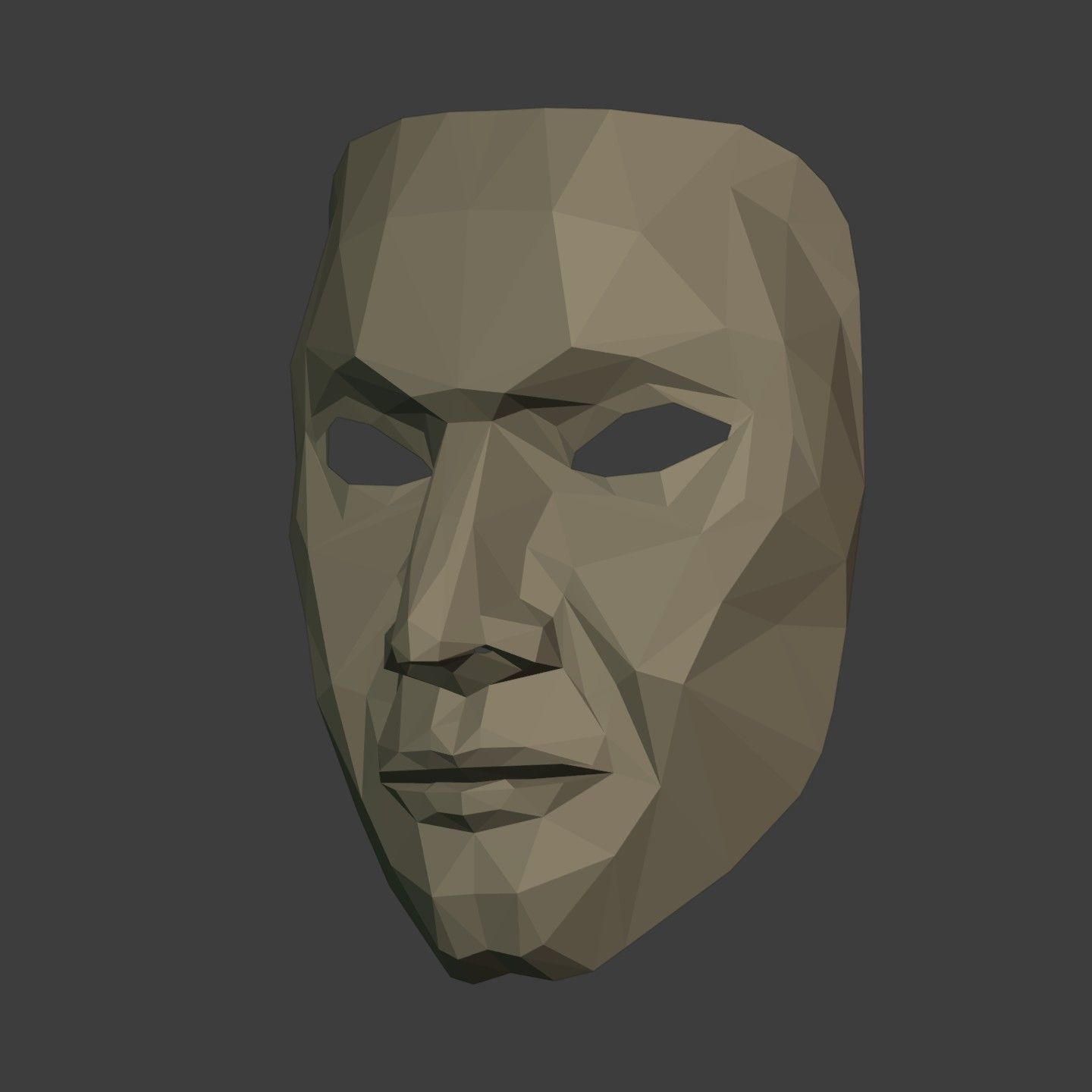 Low Poly - Polygonal Anonymous - Theater Mask  Low-poly 3D model_3