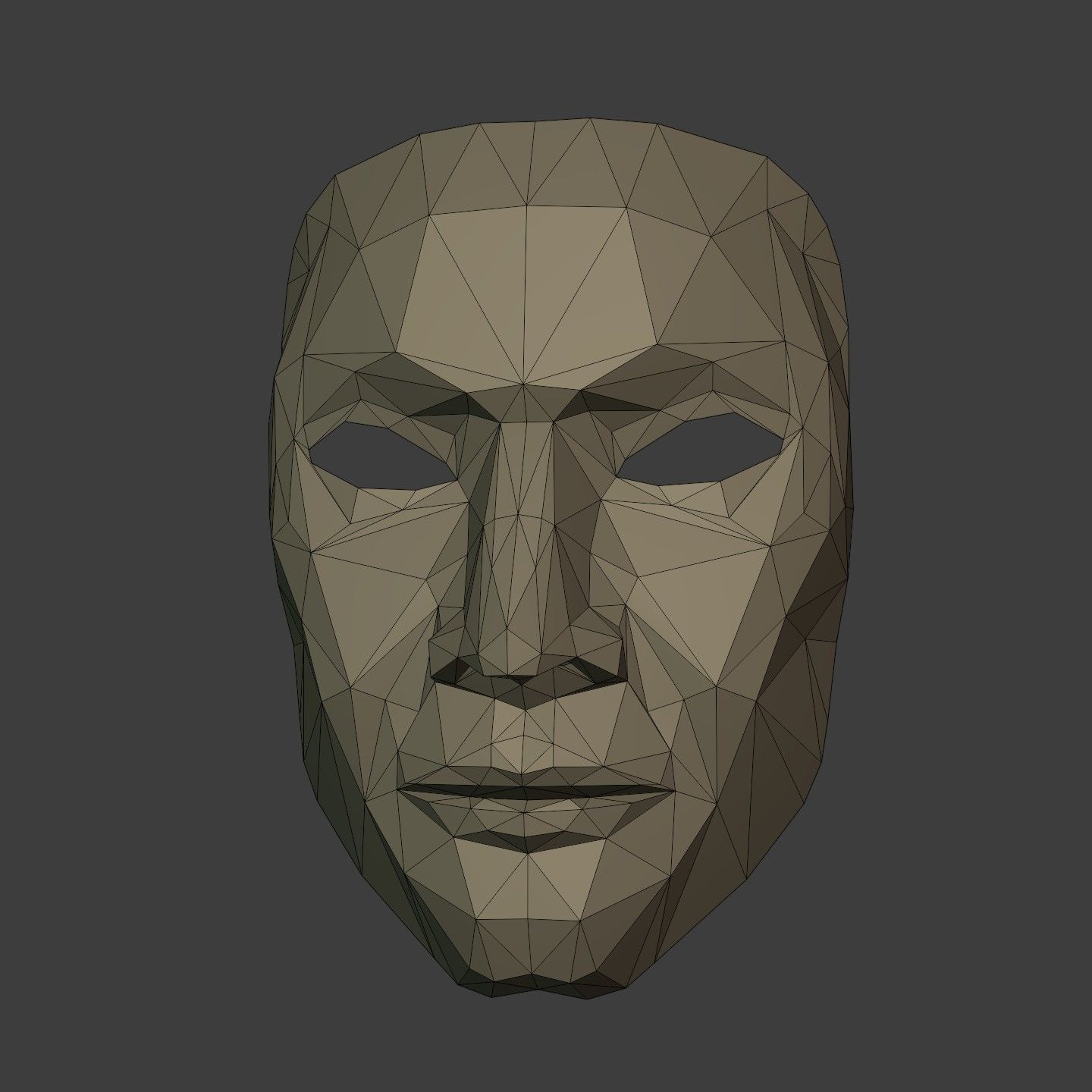Low Poly - Polygonal Anonymous - Theater Mask  Low-poly 3D model_2