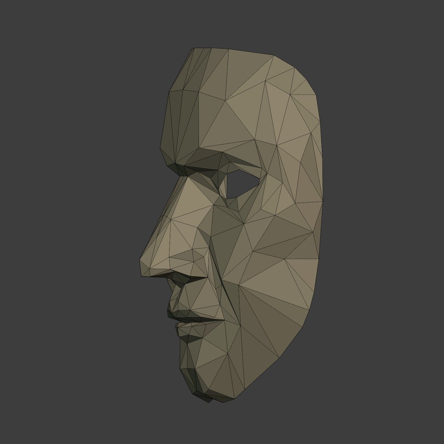 Low Poly - Polygonal Anonymous - Theater Mask  Low-poly 3D model_6