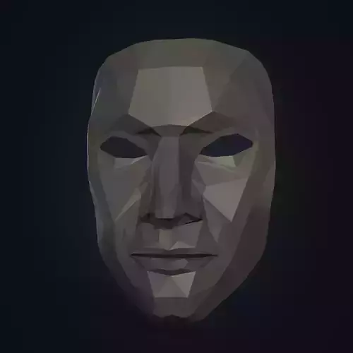 Low Poly - Polygonal Anonymous - Theater Mask  Low-poly 3D model