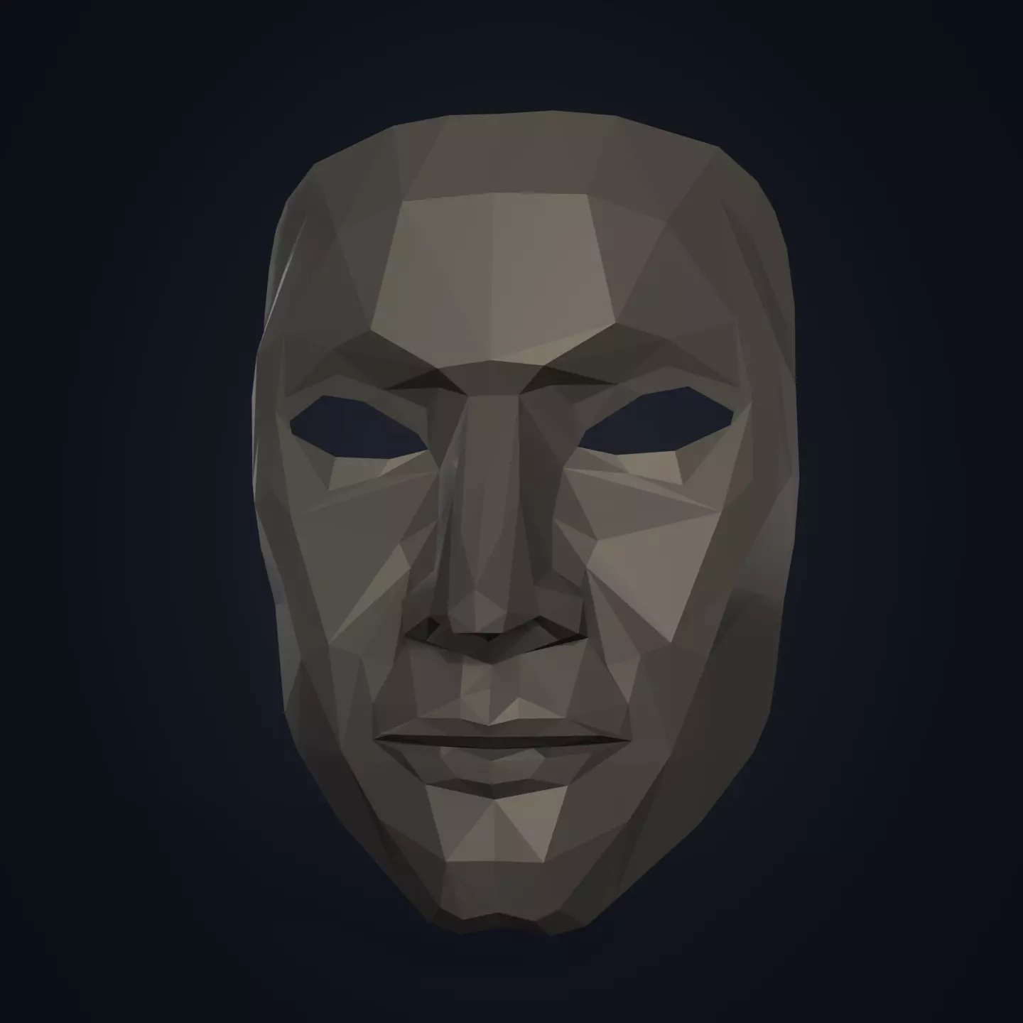 Low Poly - Polygonal Anonymous - Theater Mask  Low-poly 3D model_0