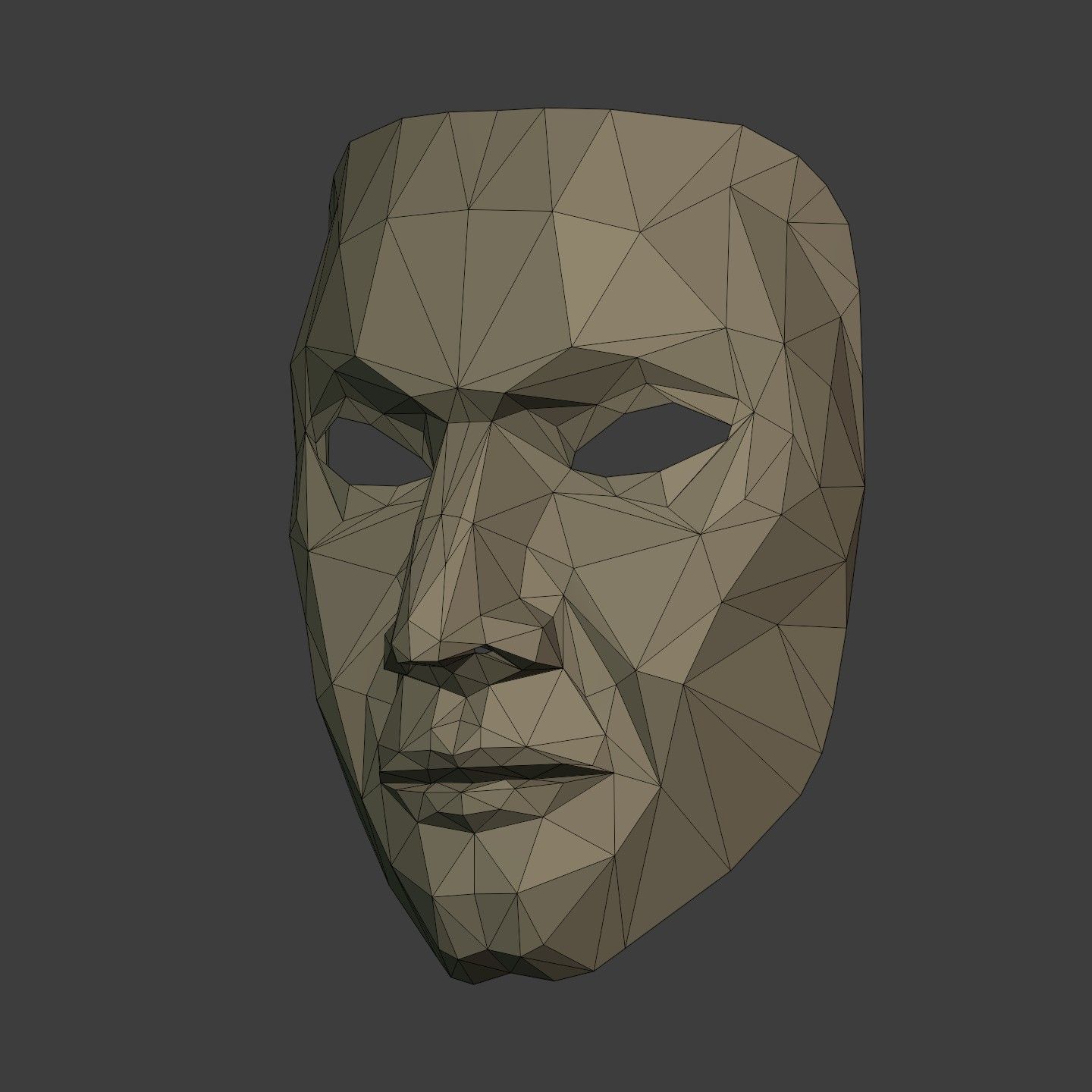 Low Poly - Polygonal Anonymous - Theater Mask  Low-poly 3D model_4