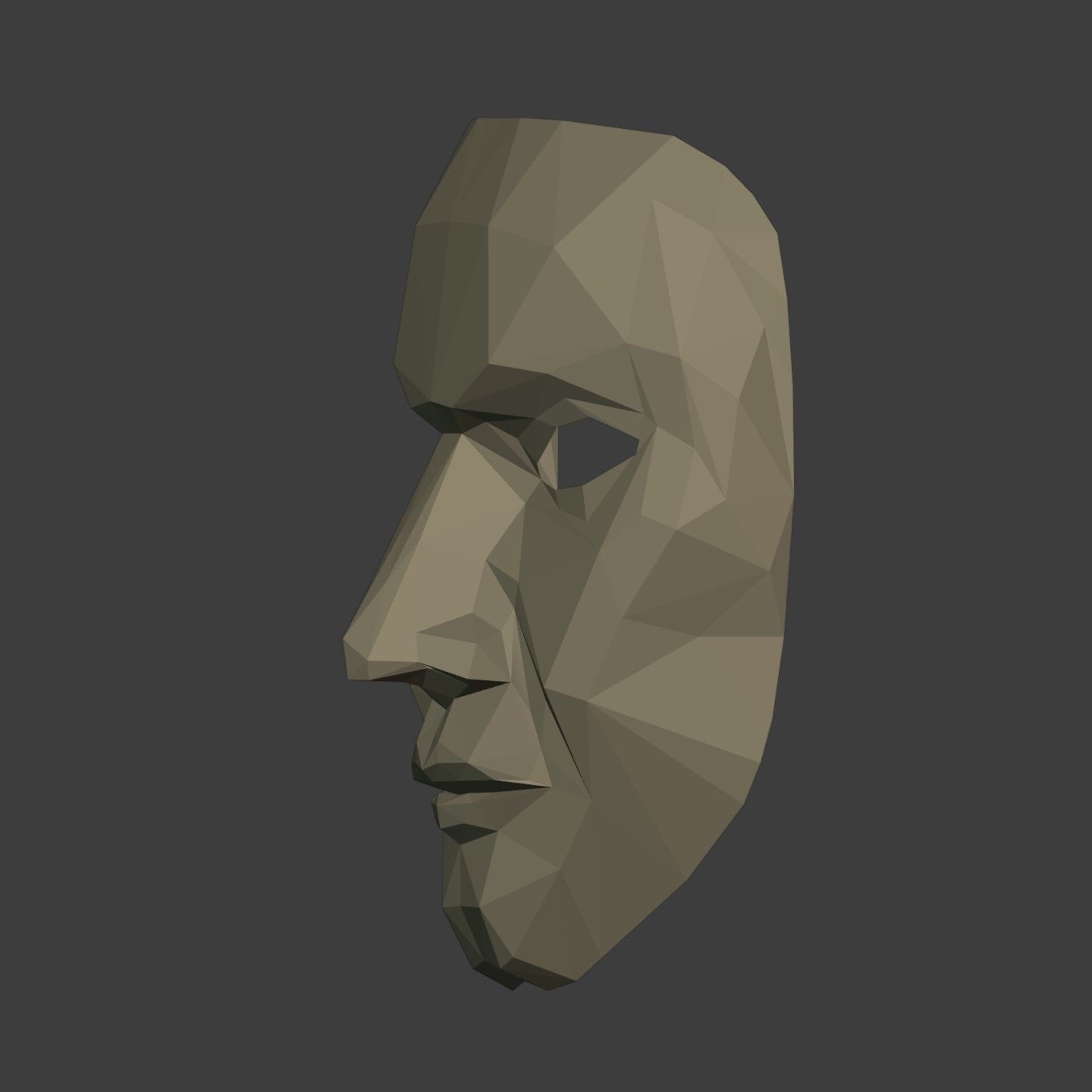Low Poly - Polygonal Anonymous - Theater Mask  Low-poly 3D model_5