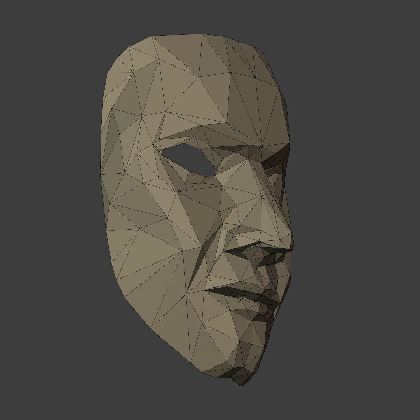 Low Poly - Polygonal Anonymous - Theater Mask  Low-poly 3D model_10