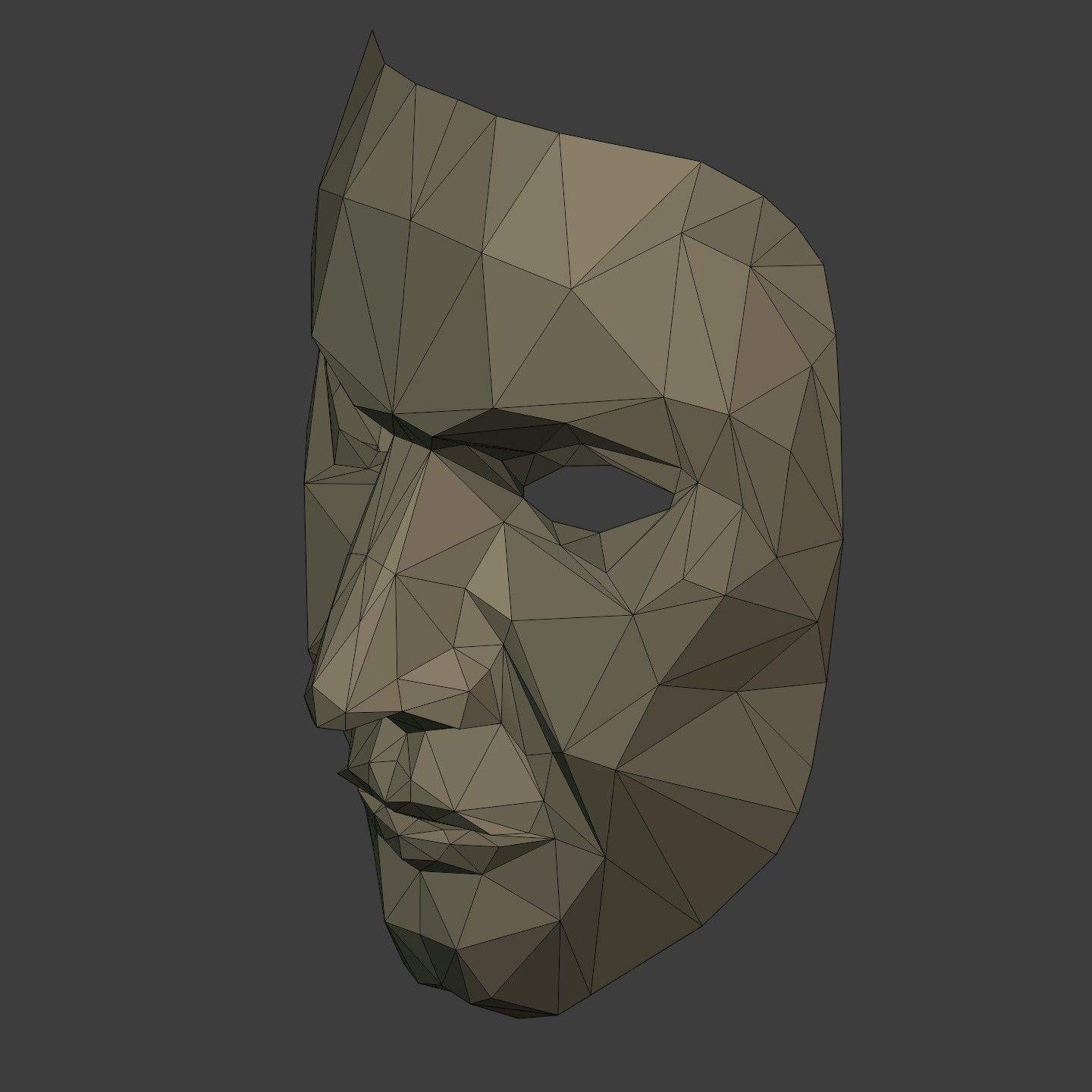 Low Poly - Polygonal Anonymous - Theater Mask  Low-poly 3D model_8