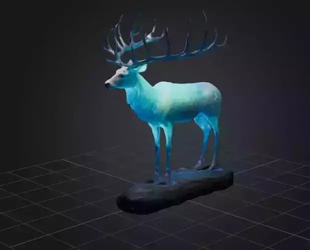 Set of  bio luminescent fantasy forest giant deer 