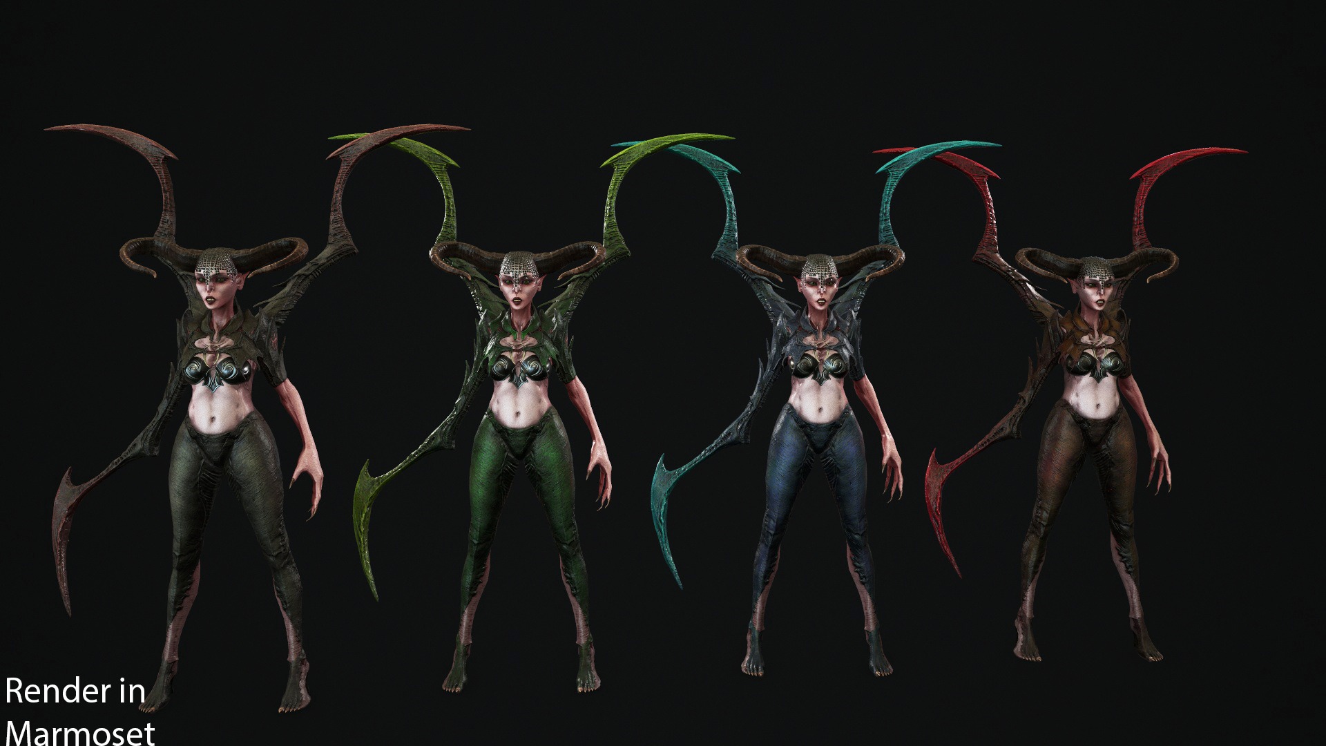 Demoness Reaper - Game Ready Low-poly 3D model_2