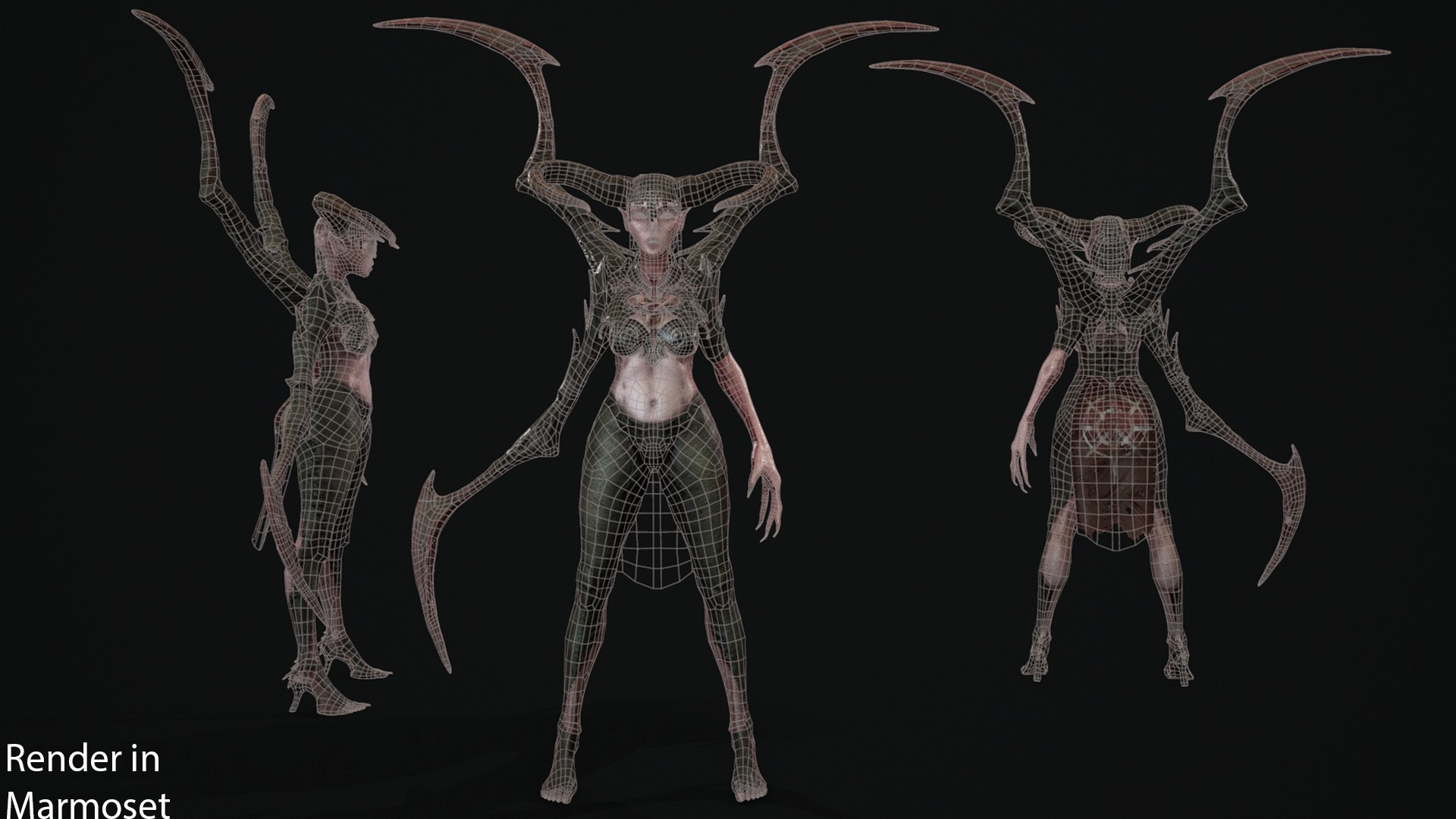 Demoness Reaper - Game Ready Low-poly 3D model_3