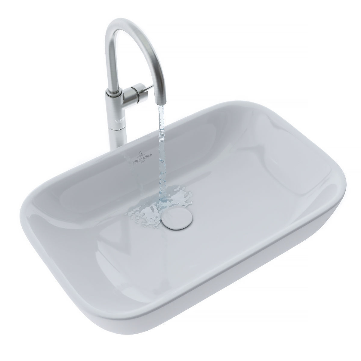 Sink and faucet for the bathroom 3D model_1