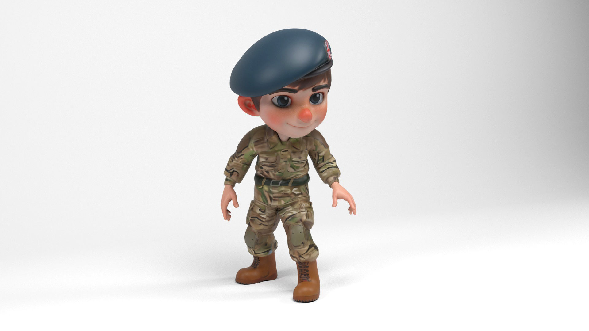 British soldier cartoon Low-poly 3D model_10