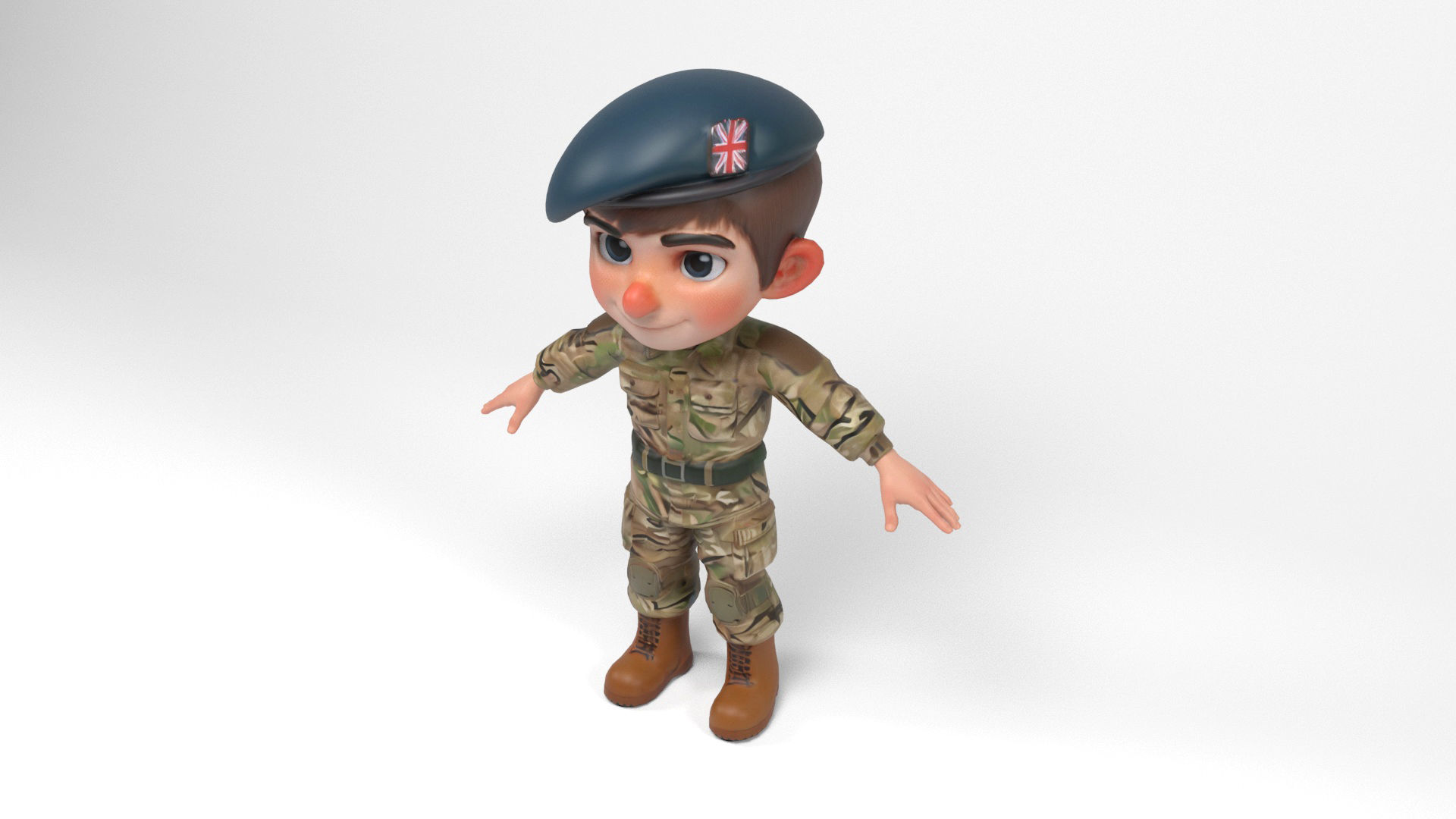 British soldier cartoon Low-poly 3D model_7