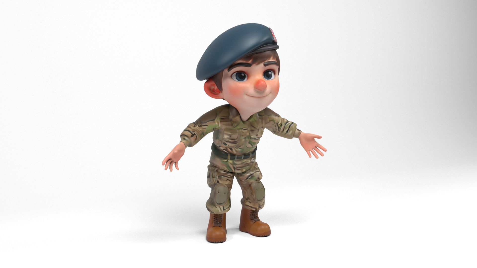 British soldier cartoon Low-poly 3D model_9
