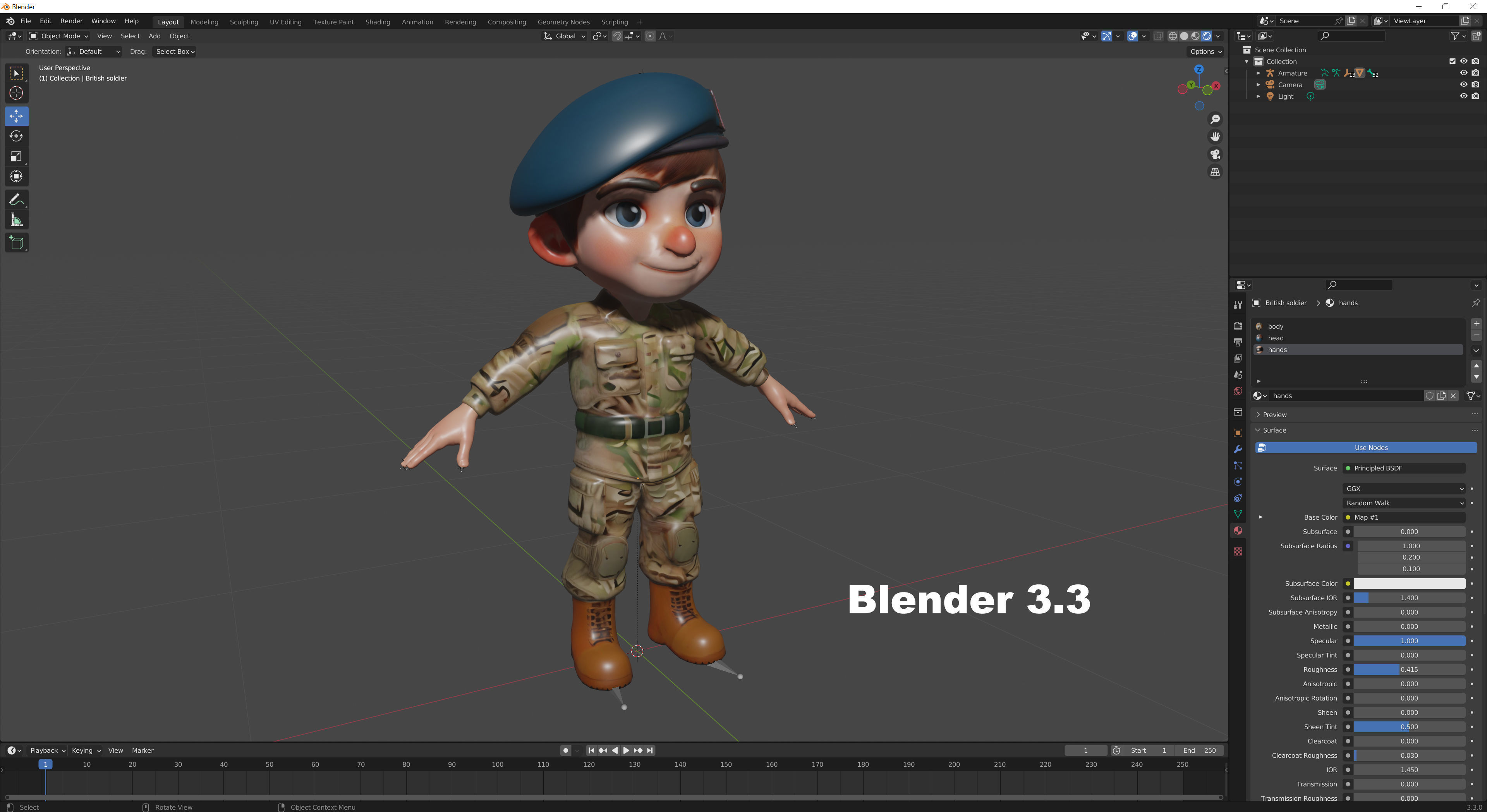 British soldier cartoon Low-poly 3D model_16