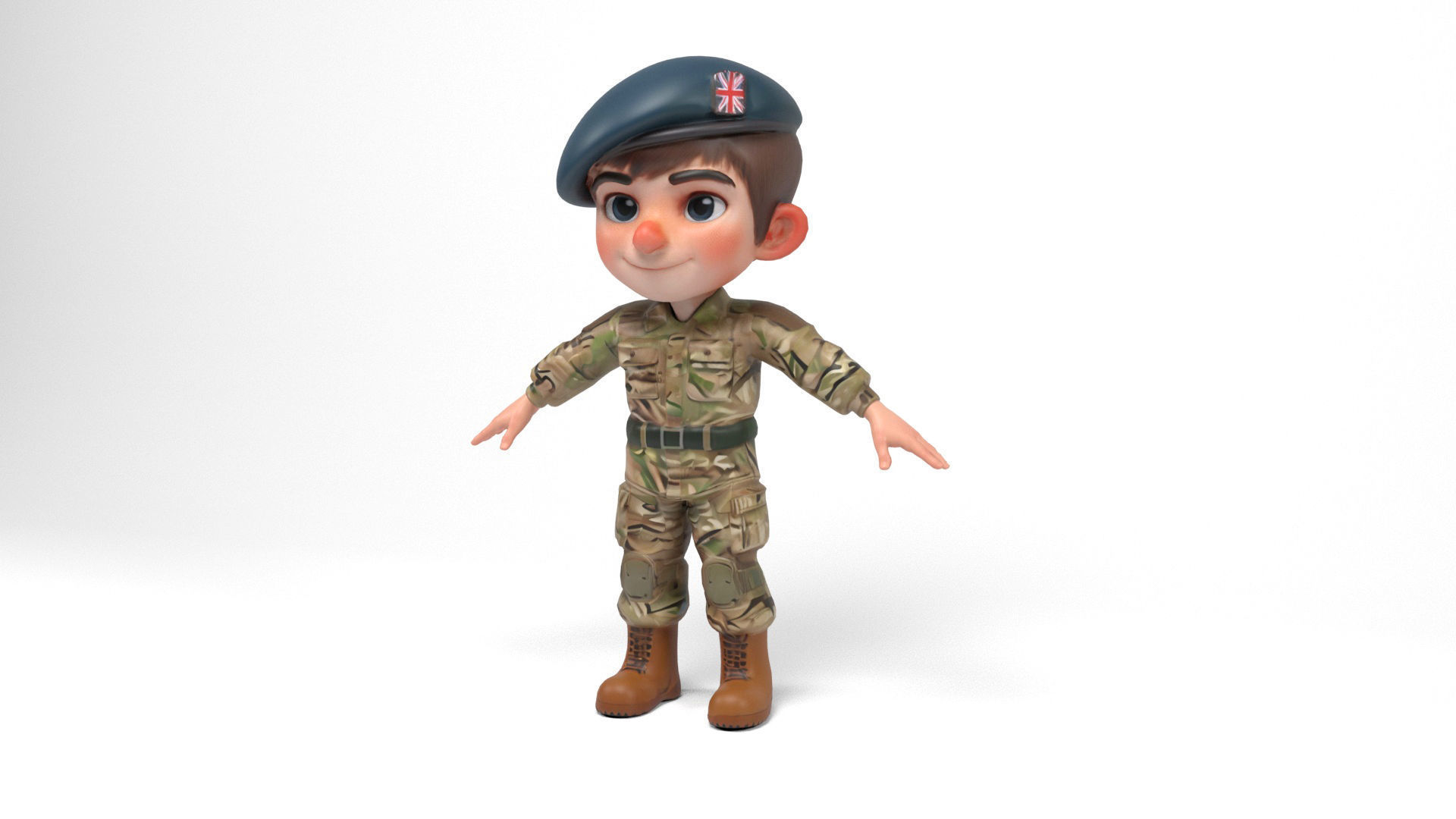 British soldier cartoon Low-poly 3D model_1