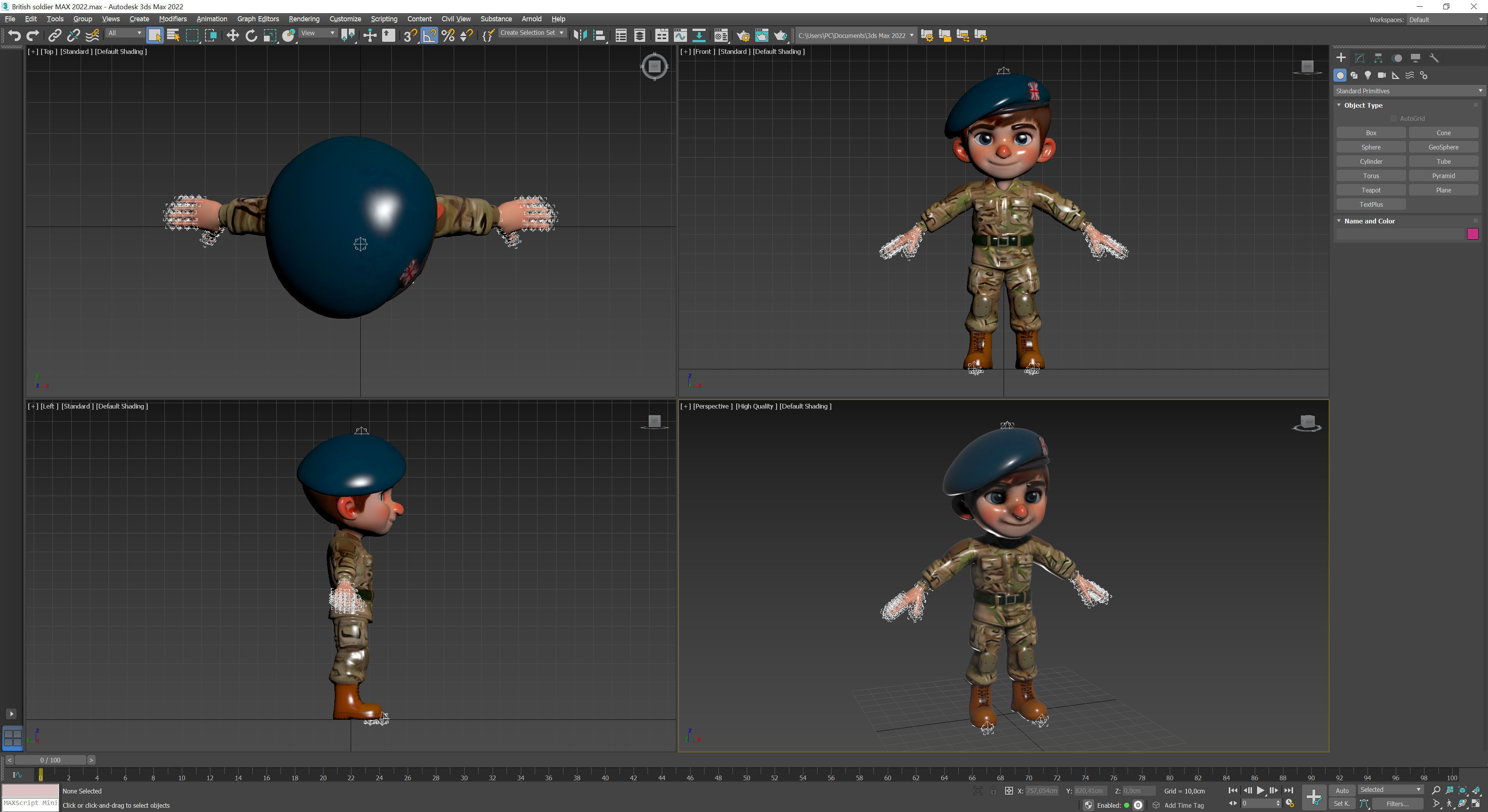 British soldier cartoon Low-poly 3D model_13