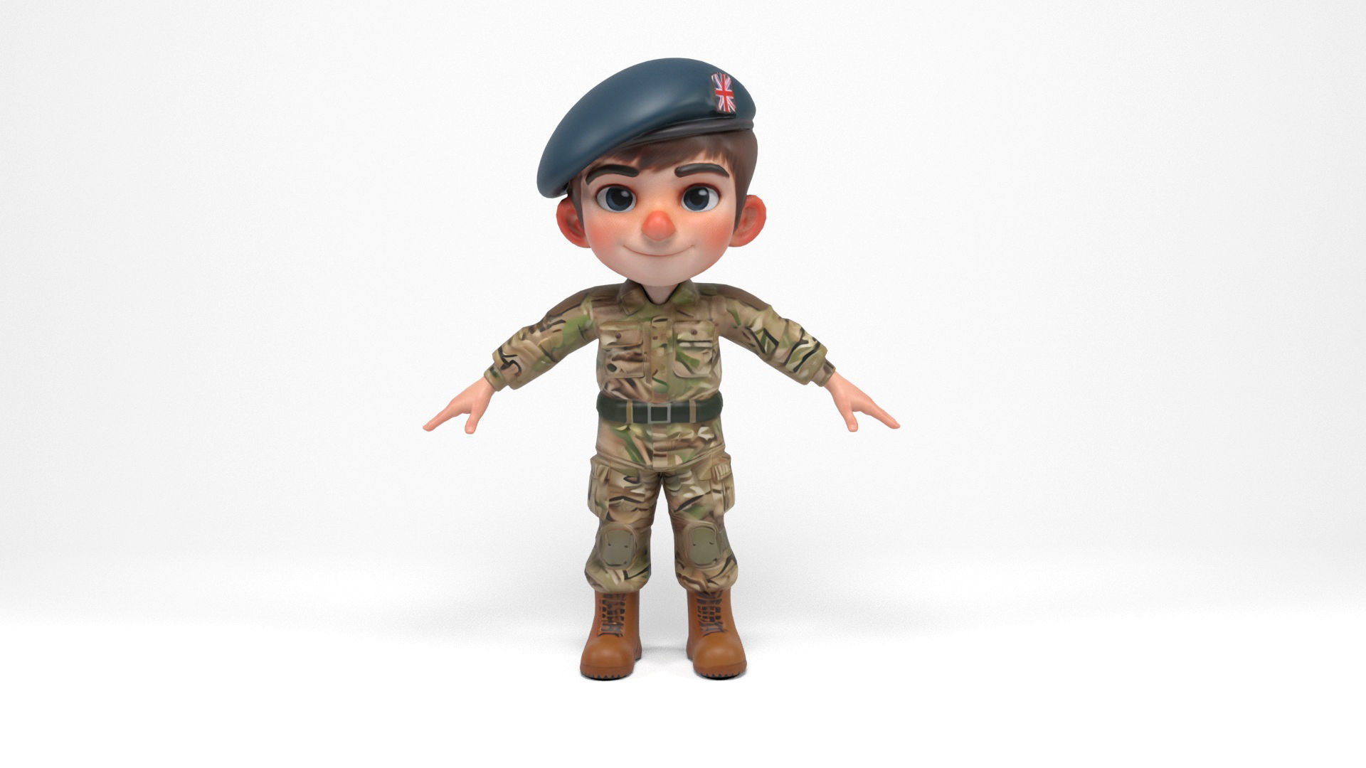 British soldier cartoon Low-poly 3D model_3