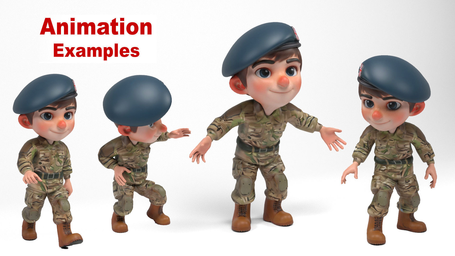 British soldier cartoon Low-poly 3D model_4