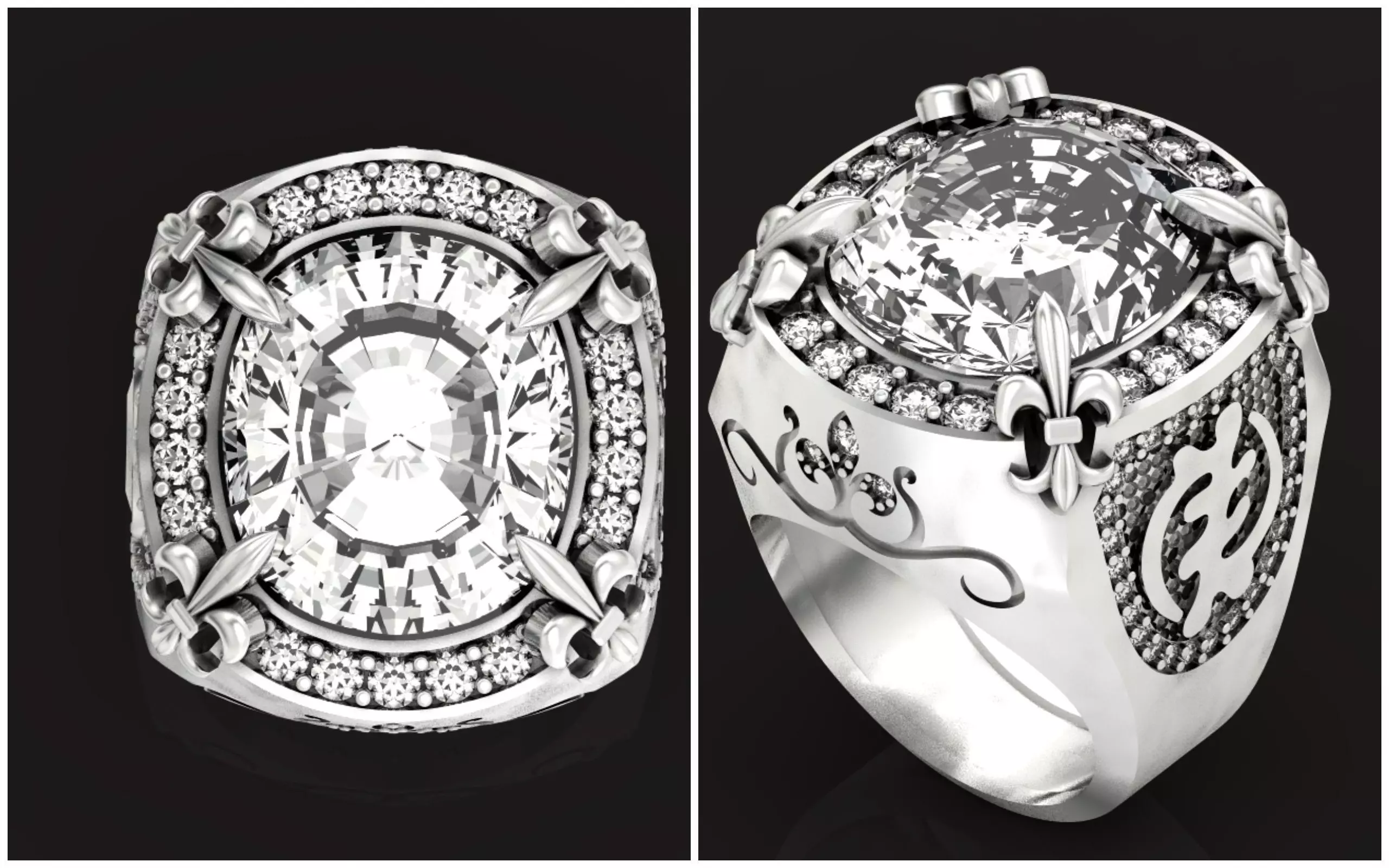 Luxury heavy Signet Ring 1457 3D print model