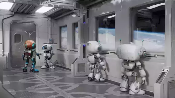 SpaceShip Interior Animated Low-poly 3D model