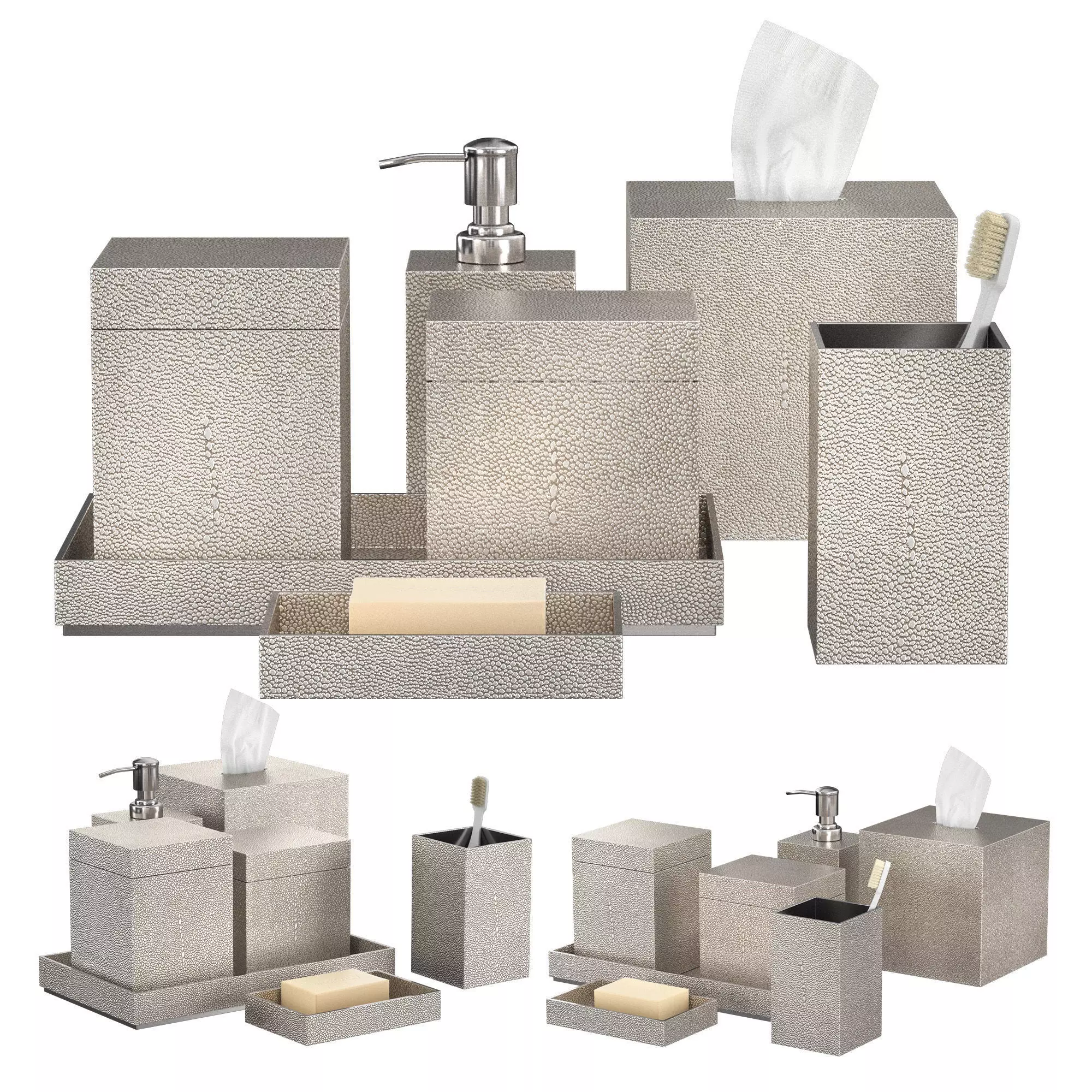 METAL SHAGREEN BATH ACCESSORIES Nickel 3D model