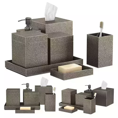 METAL SHAGREEN BATH ACCESSORIES Pewter