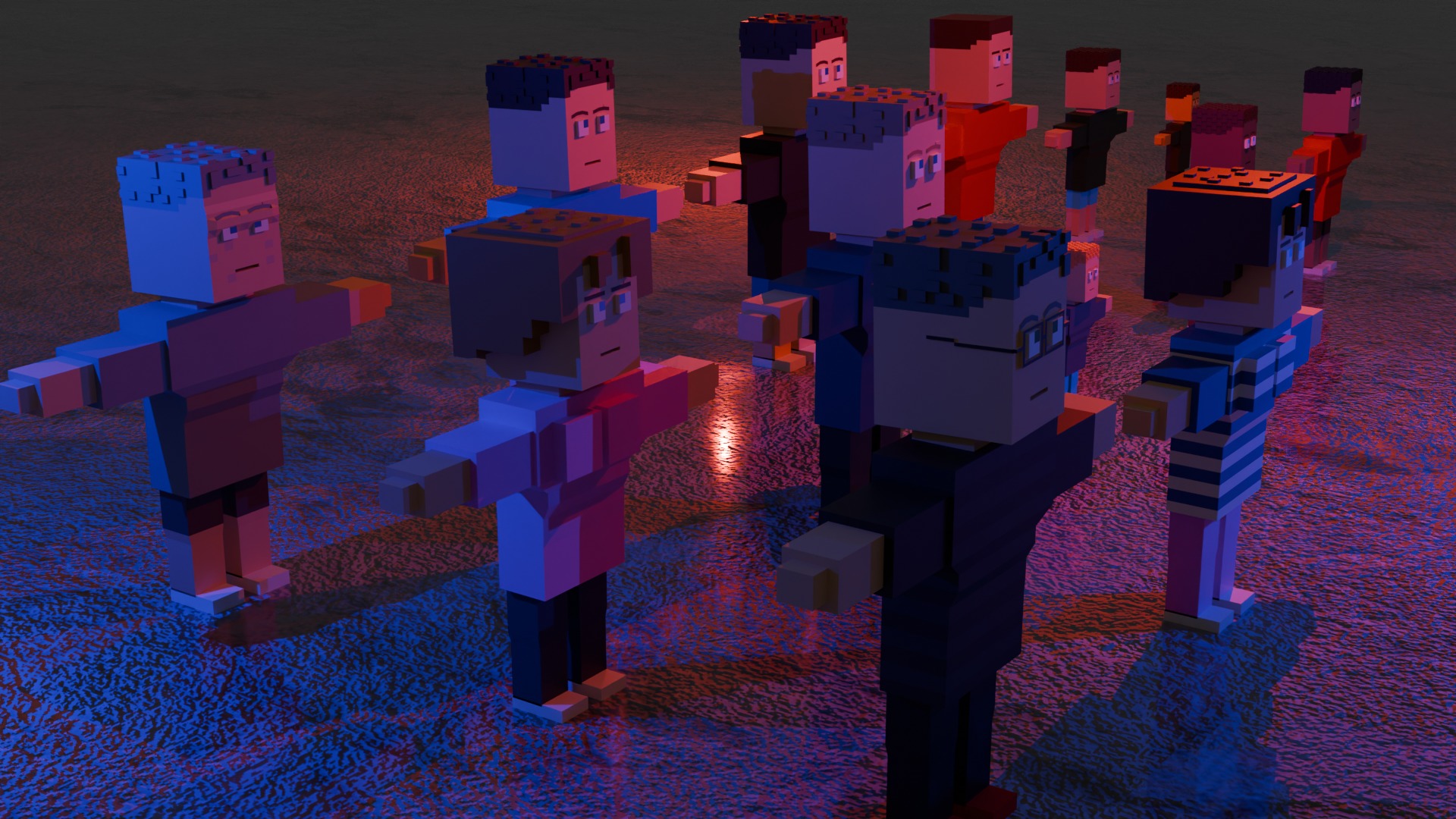 Low Poly Characters Blocky Characters RIGGED Low-poly 3D model_4