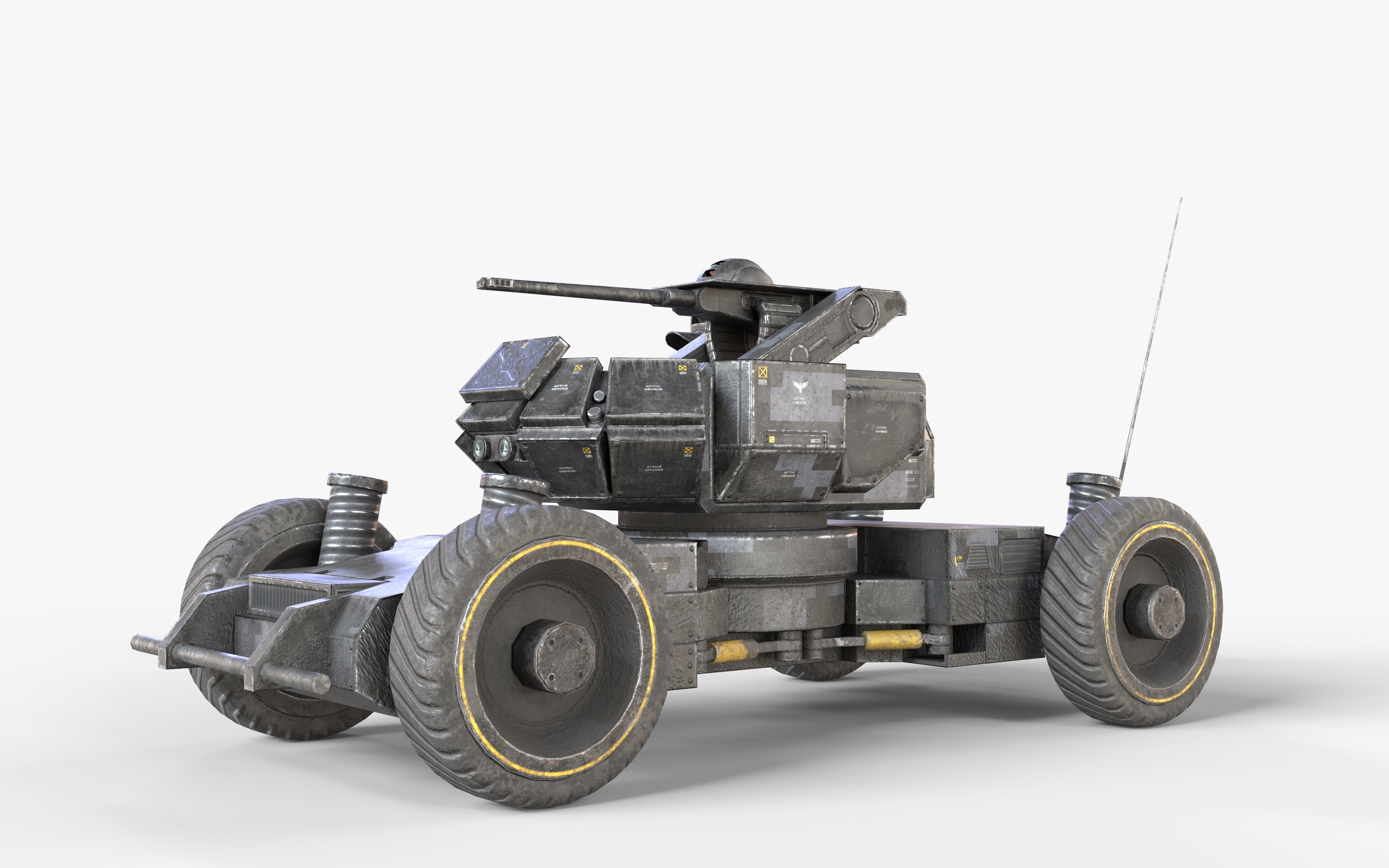 Heavy Armed Recon Buggy Sci-Fi Drone Autonomous Low-poly 3D model_19