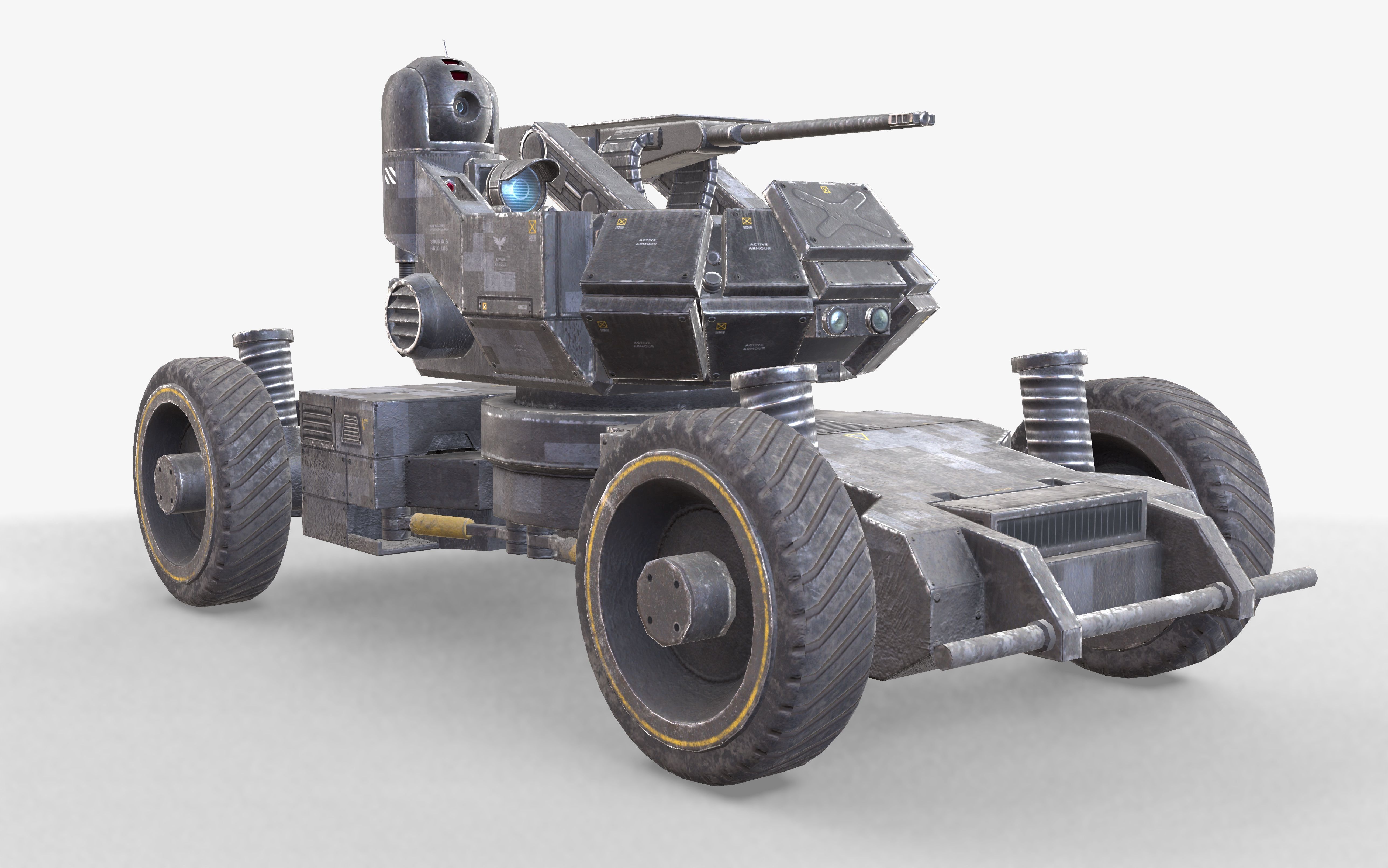 Heavy Armed Recon Buggy Sci-Fi Drone Autonomous Low-poly 3D model_16