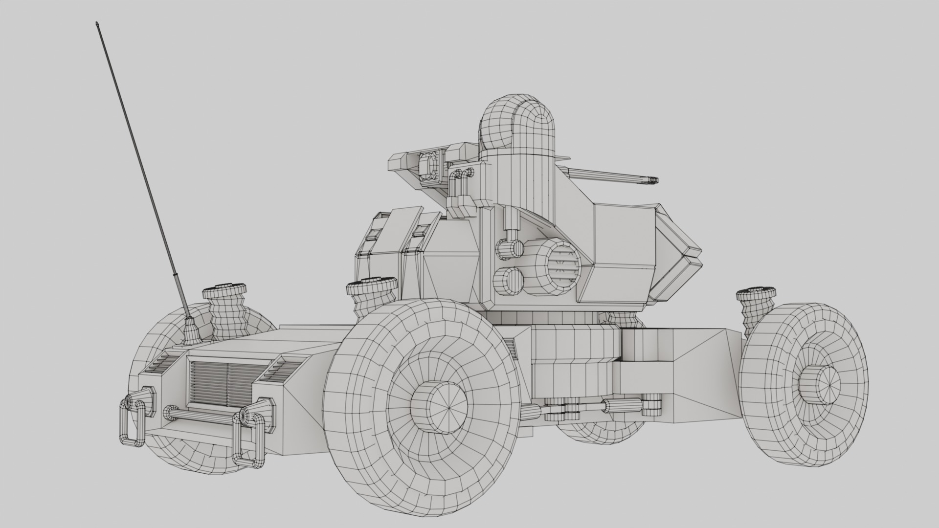 Heavy Armed Recon Buggy Sci-Fi Drone Autonomous Low-poly 3D model_9