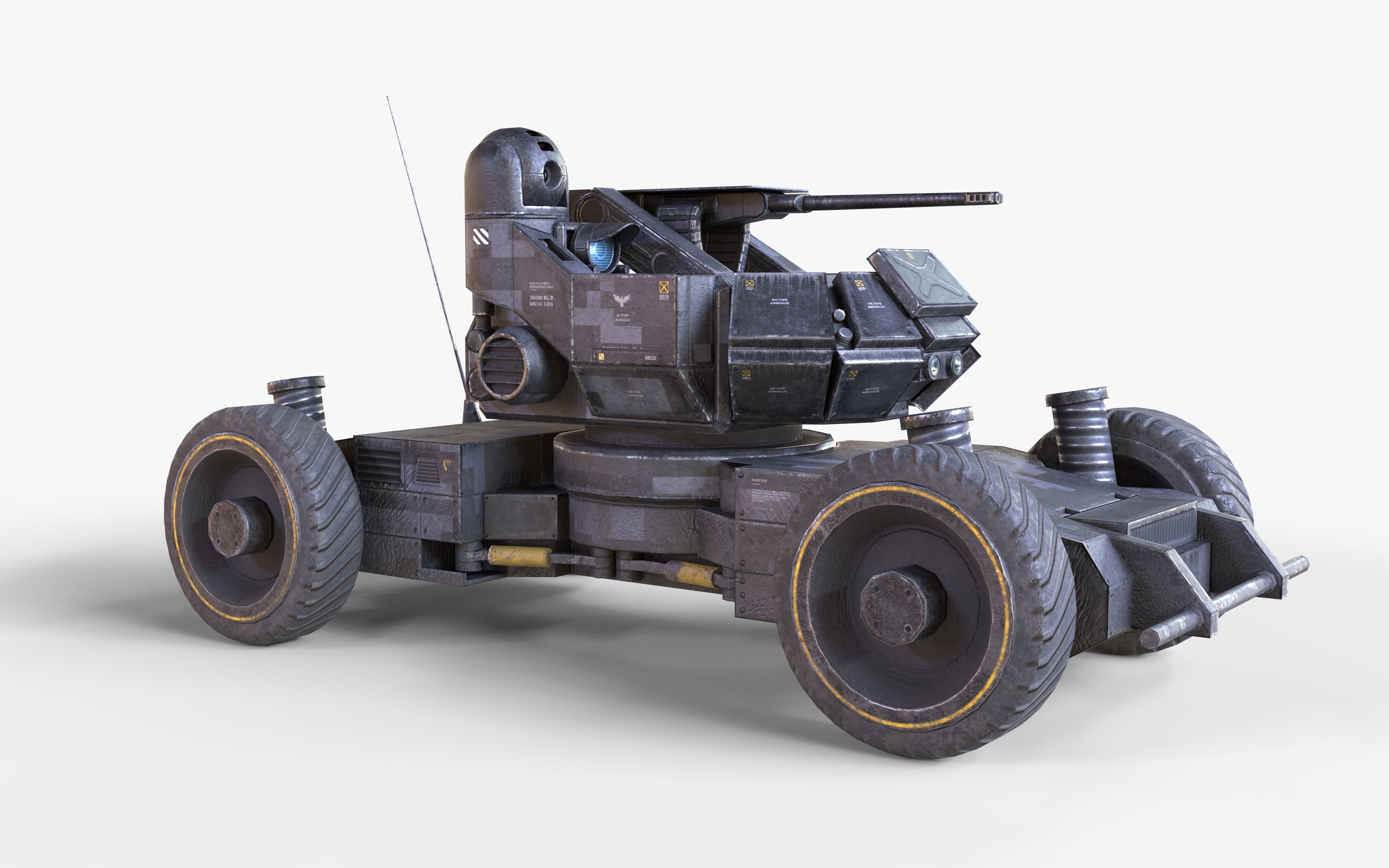 Heavy Armed Recon Buggy Sci-Fi Drone Autonomous Low-poly 3D model_3