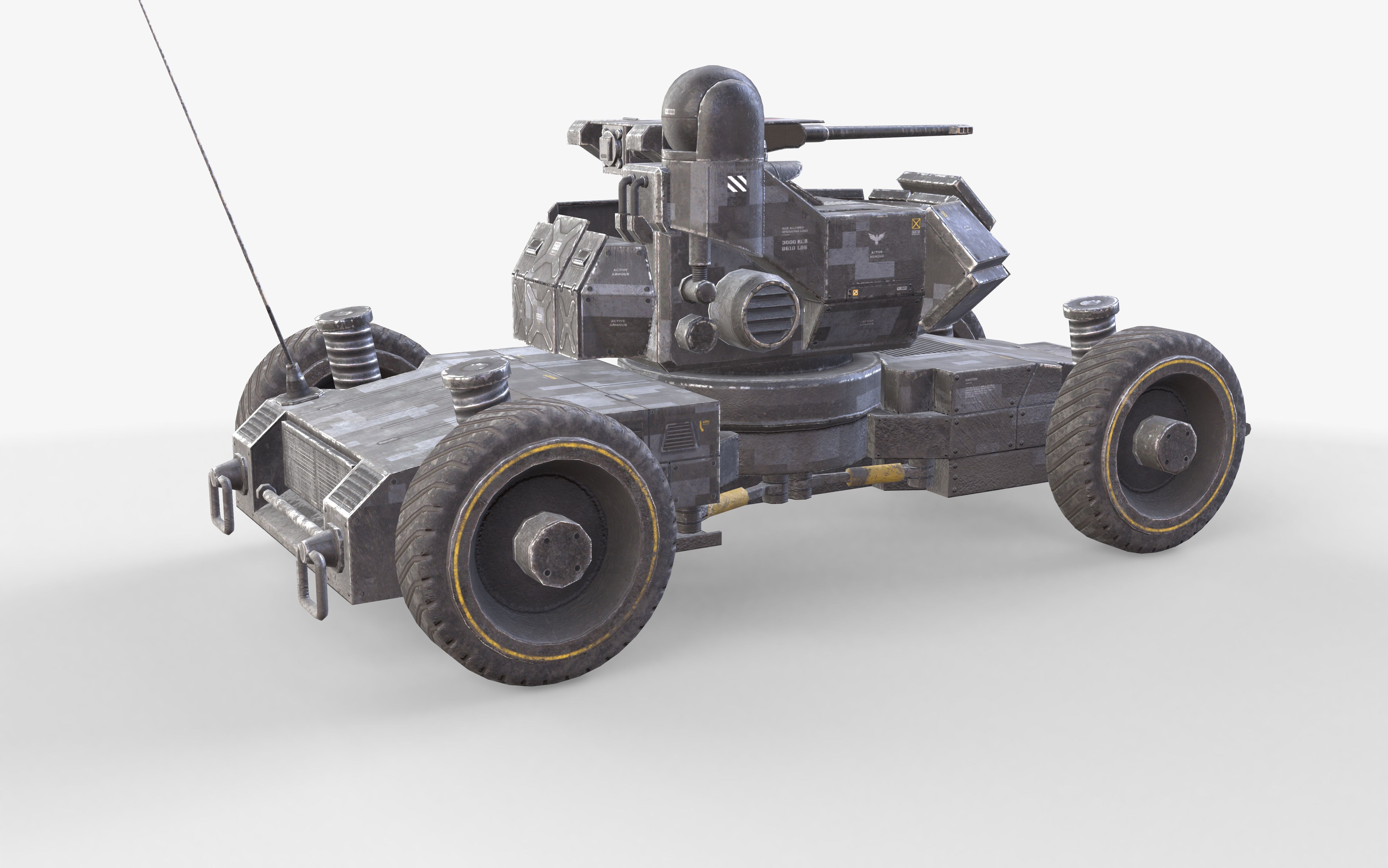 Heavy Armed Recon Buggy Sci-Fi Drone Autonomous Low-poly 3D model_20