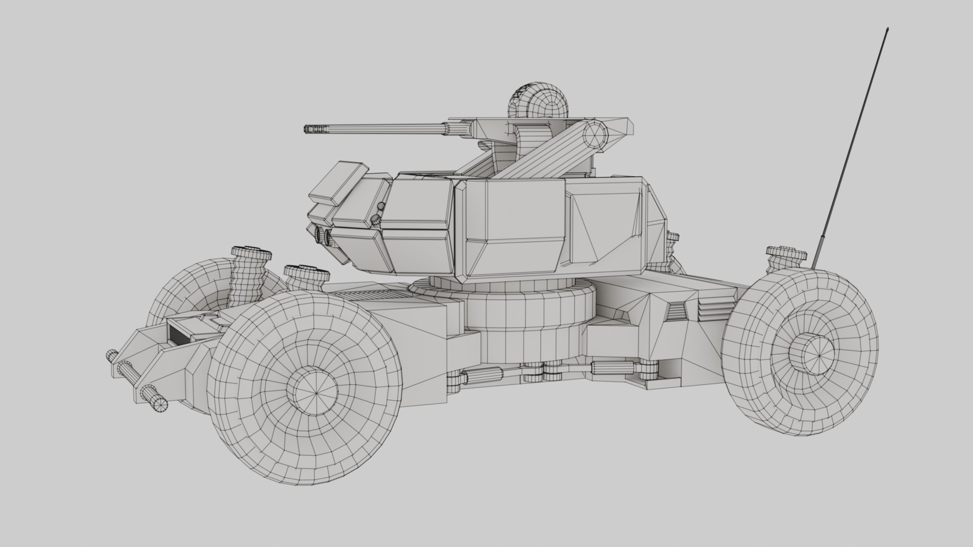 Heavy Armed Recon Buggy Sci-Fi Drone Autonomous Low-poly 3D model_11