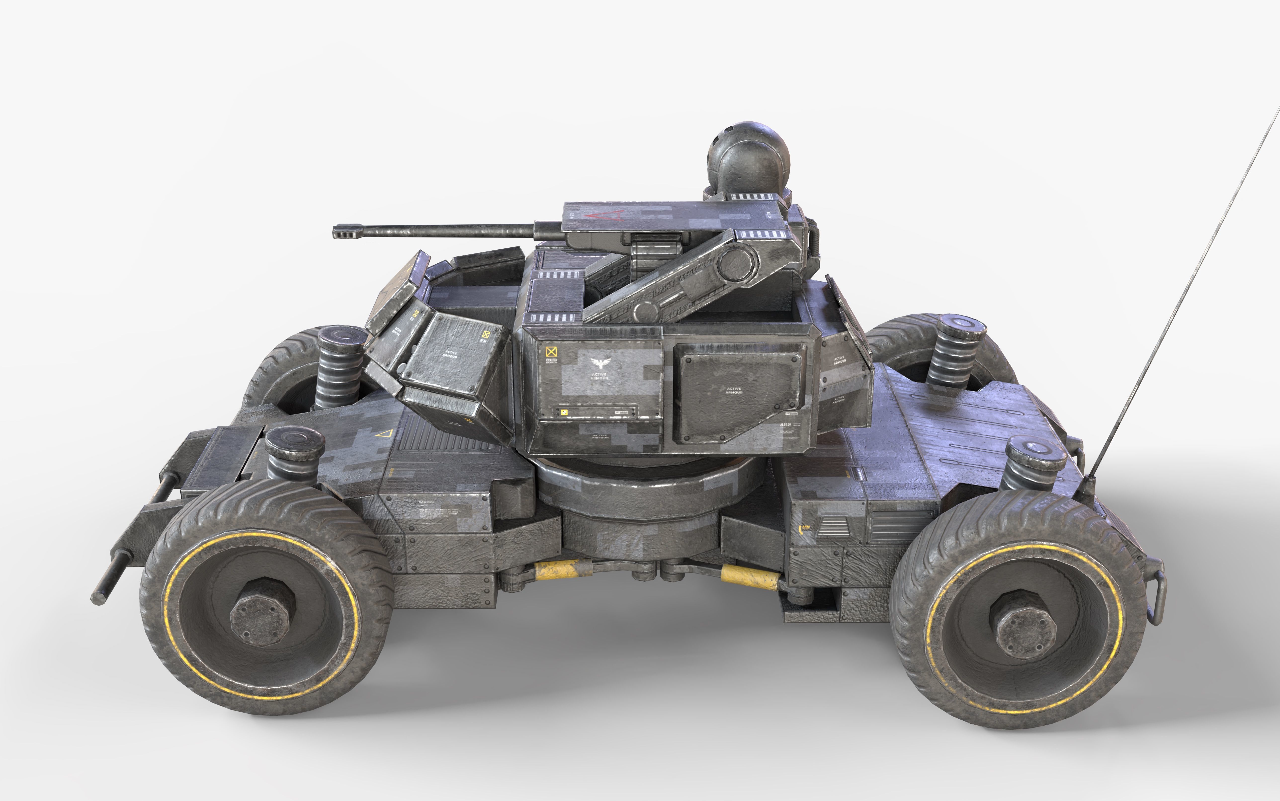 Heavy Armed Recon Buggy Sci-Fi Drone Autonomous Low-poly 3D model_4