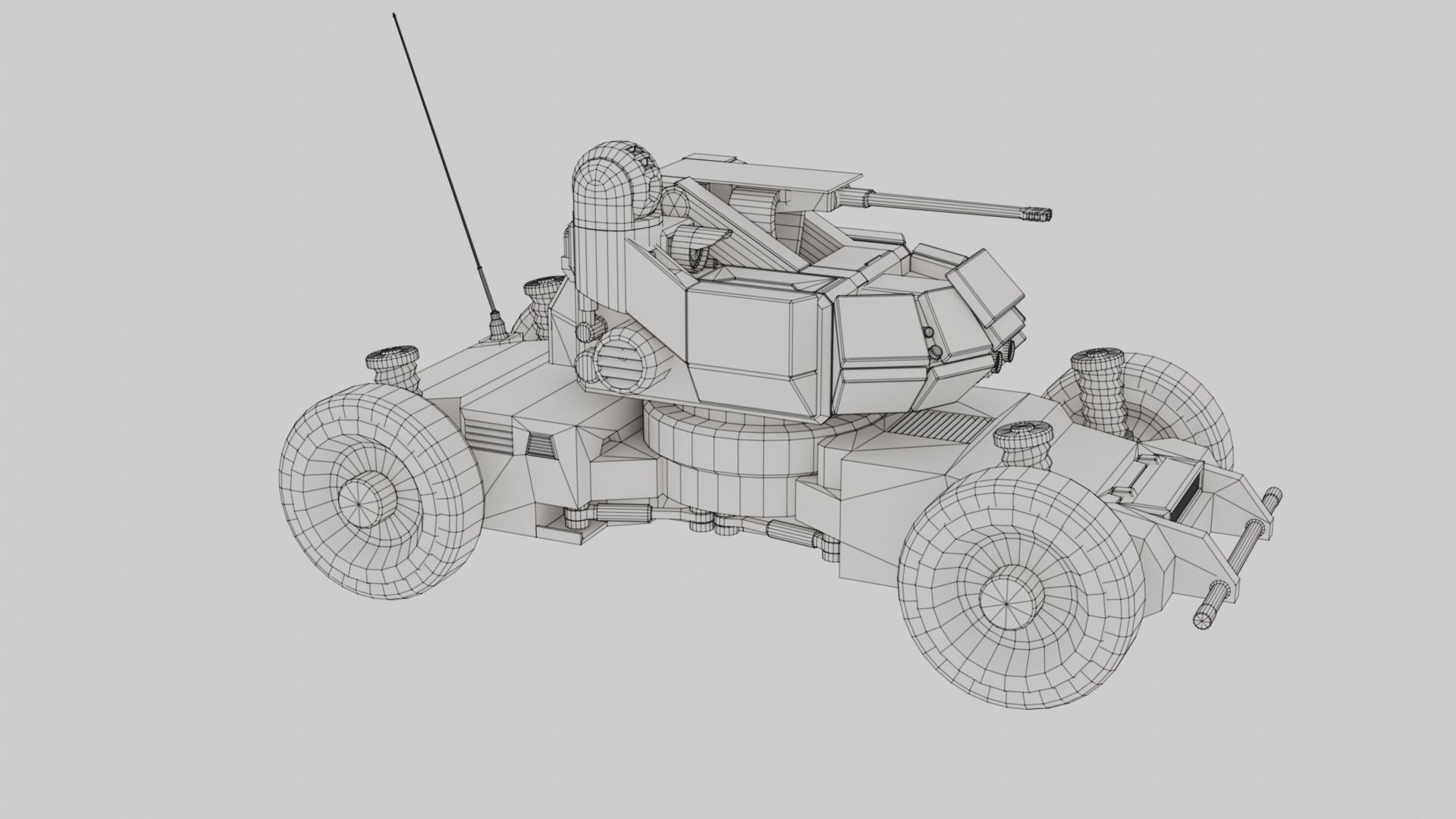 Heavy Armed Recon Buggy Sci-Fi Drone Autonomous Low-poly 3D model_12