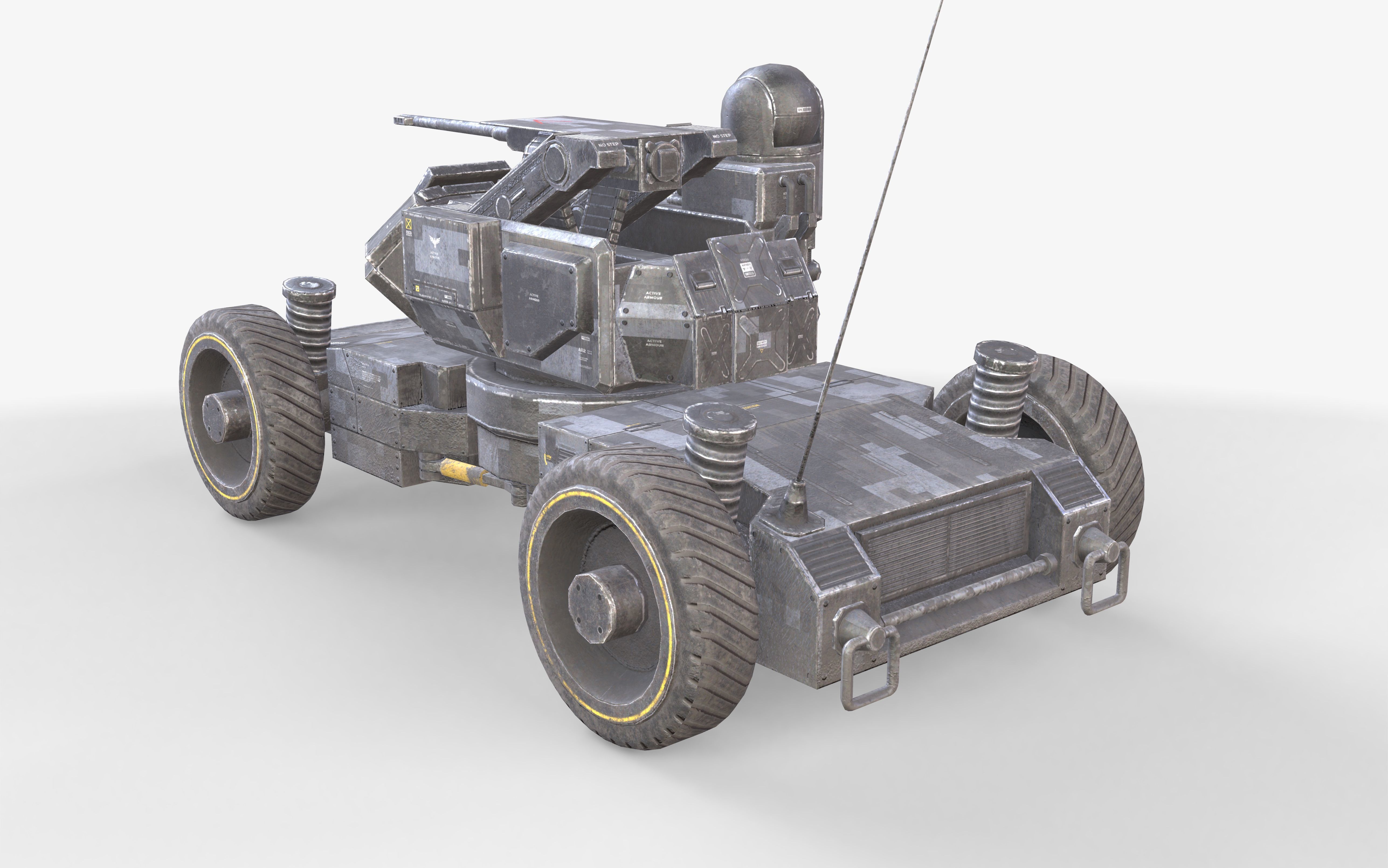 Heavy Armed Recon Buggy Sci-Fi Drone Autonomous Low-poly 3D model_14