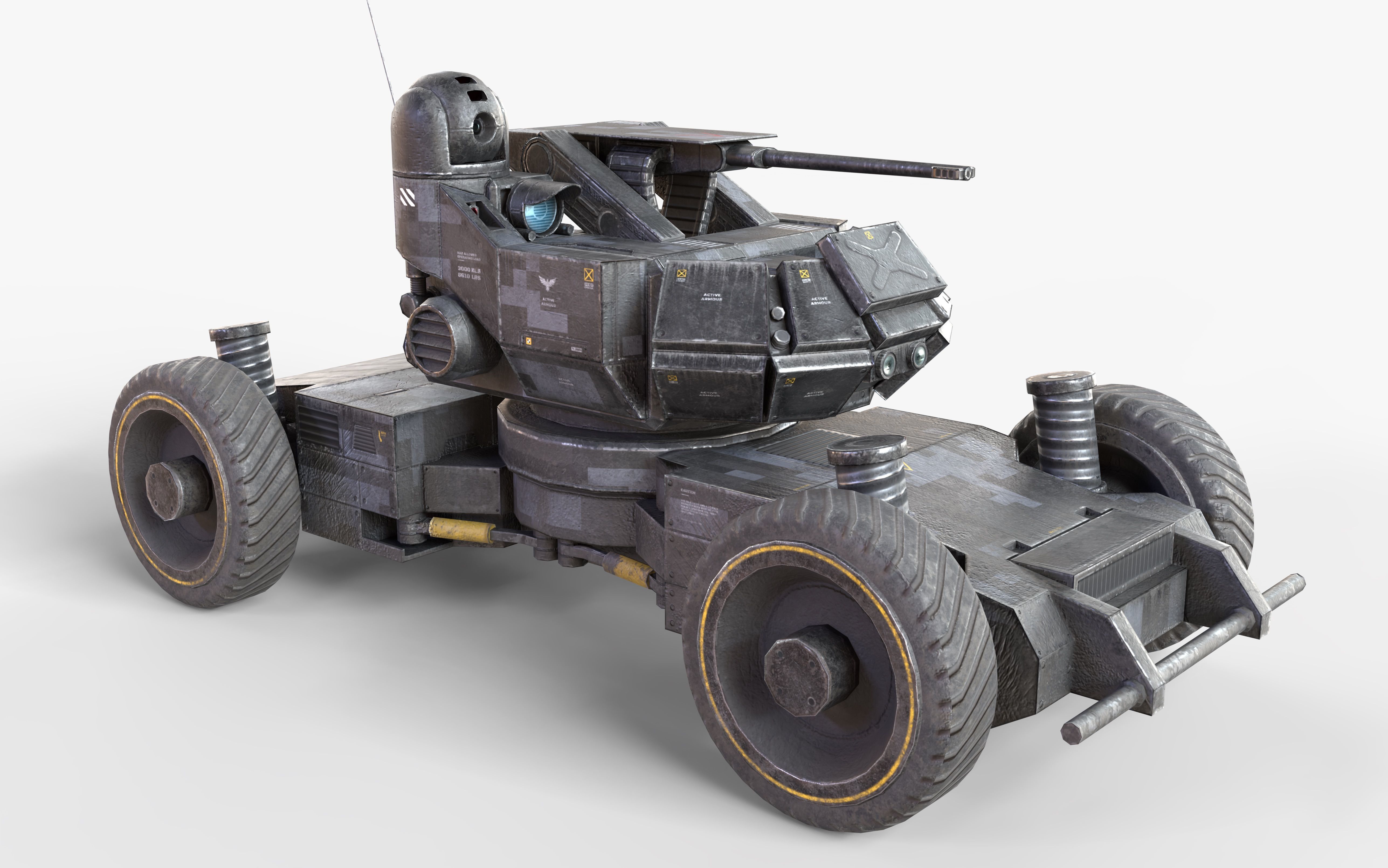 Heavy Armed Recon Buggy Sci-Fi Drone Autonomous Low-poly 3D model_1
